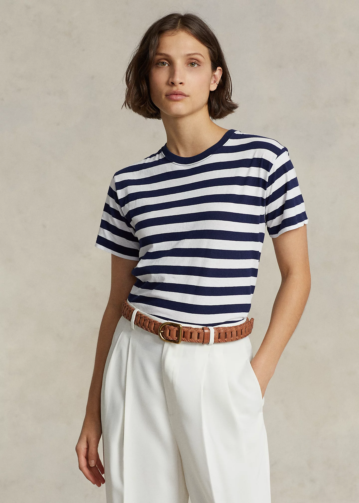Striped Cotton Jersey Crewneck Tee