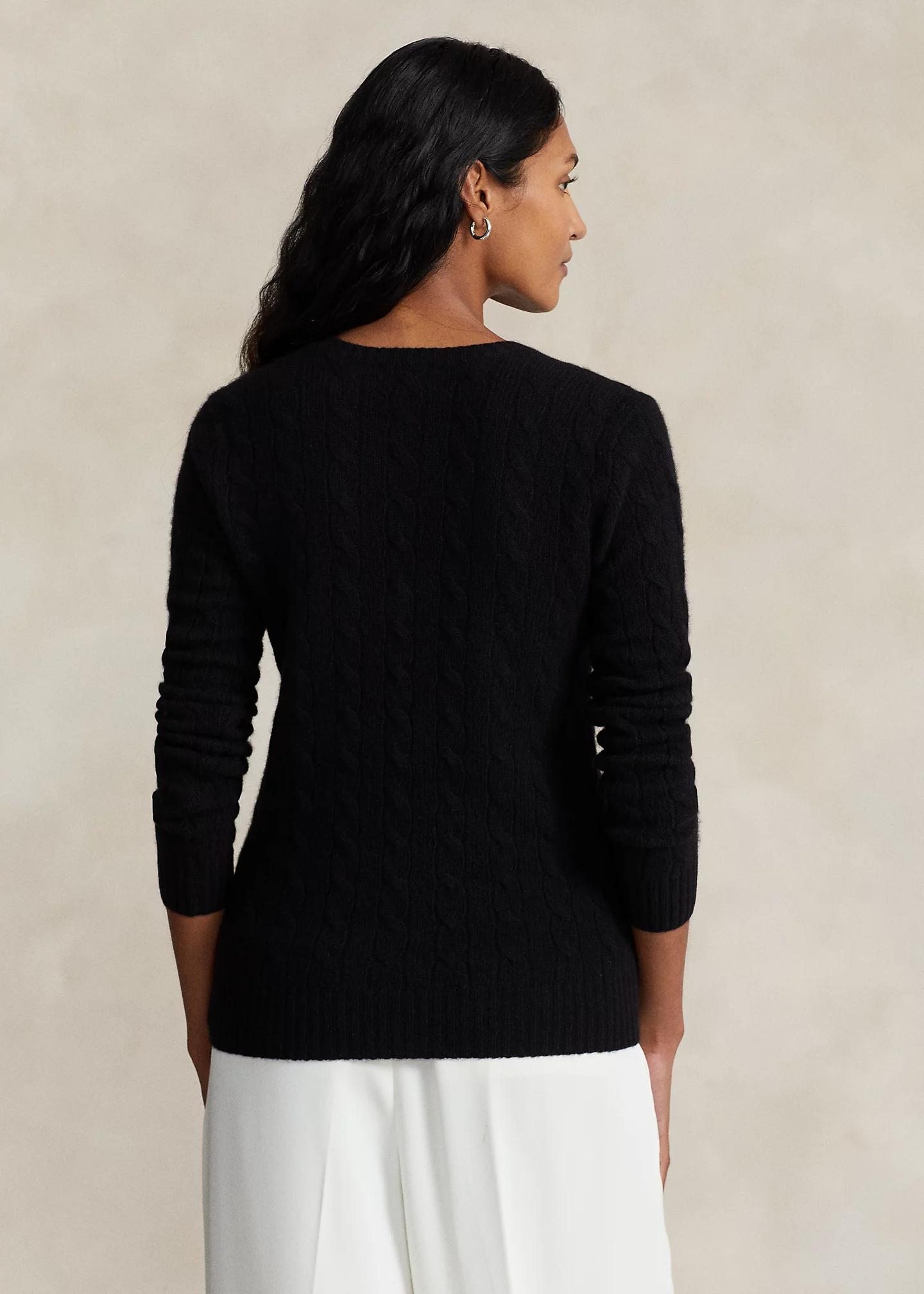 Cable-Knit Wool-Cashmere V-Neck Sweater