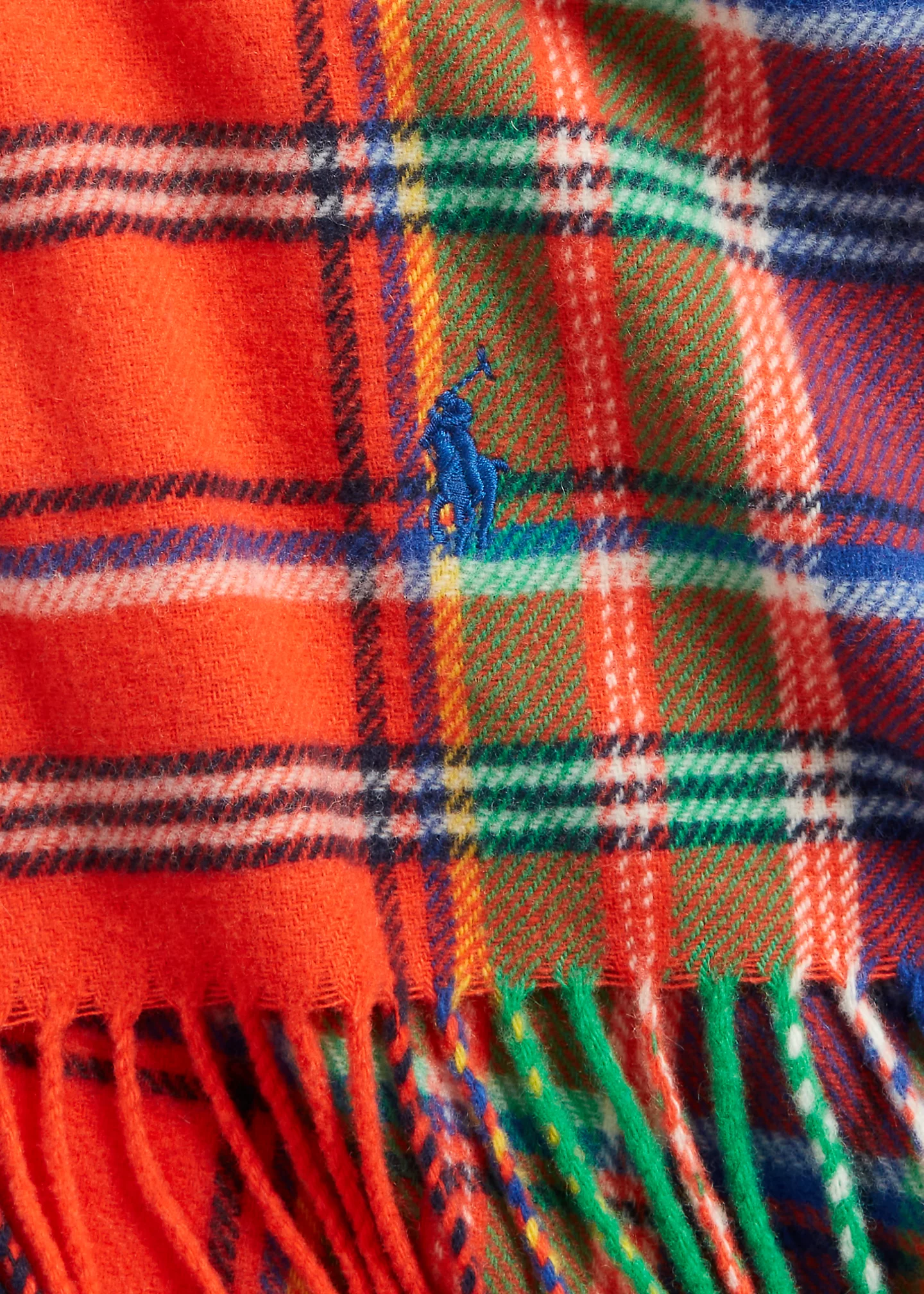 Plaid Fringe Wool Scarf