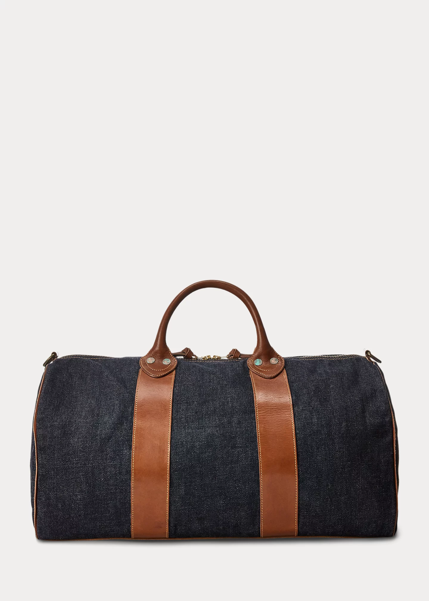 Leather-Trim Denim Duffel