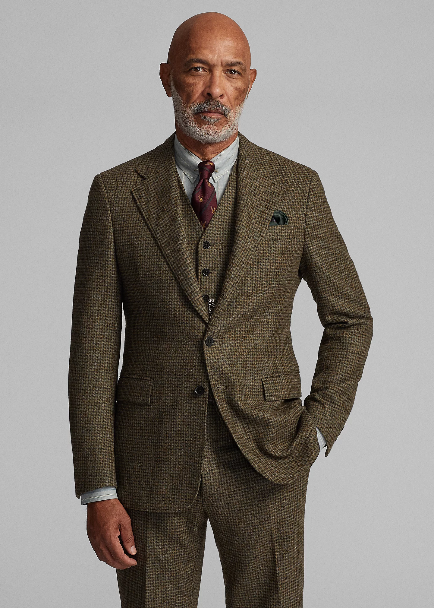 Houndstooth Wool Twill Suit Jacket