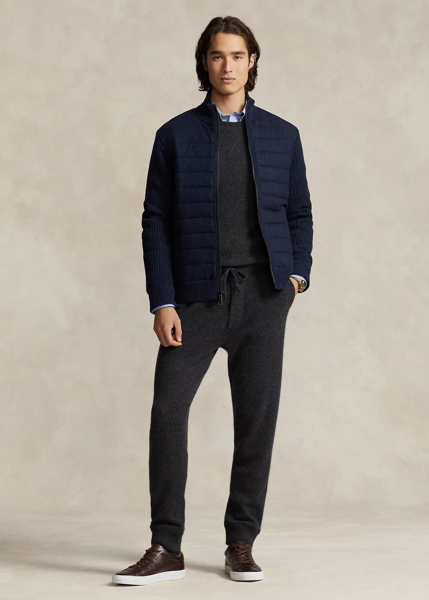 Wool-Cashmere Hybrid Full-Zip Sweater