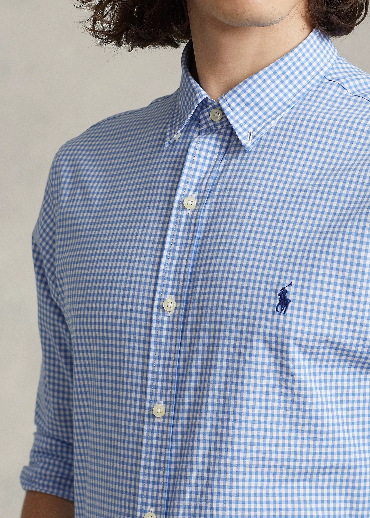 Slim Fit Gingham Stretch Poplin Shirt