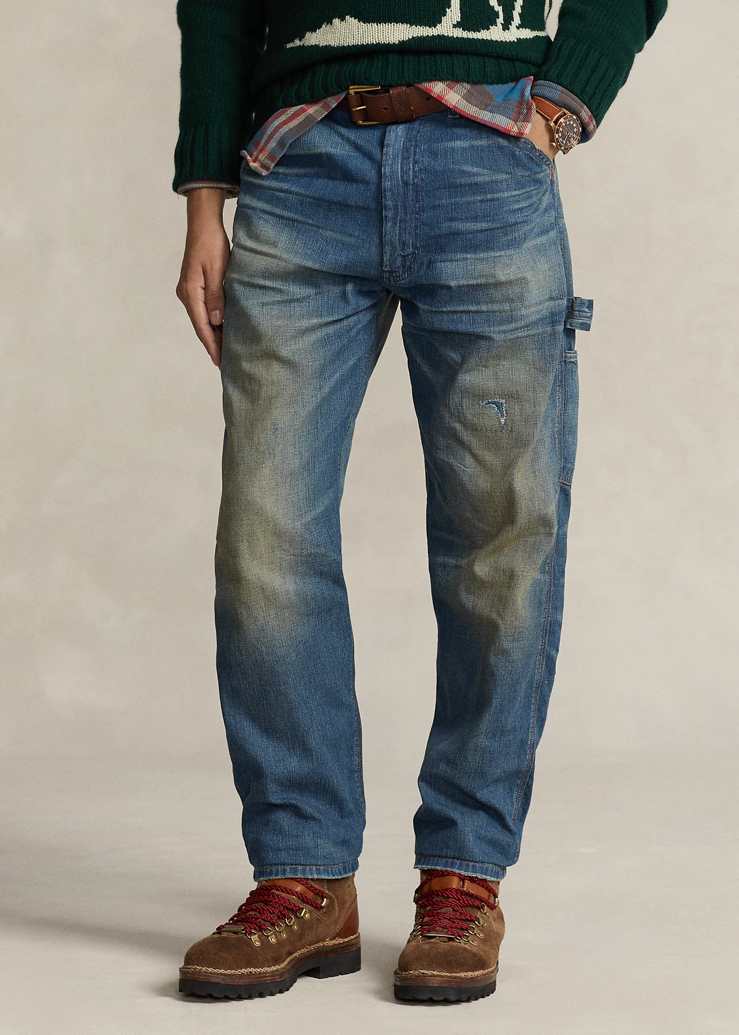 Relaxed Fit Distressed Carpenter Jean