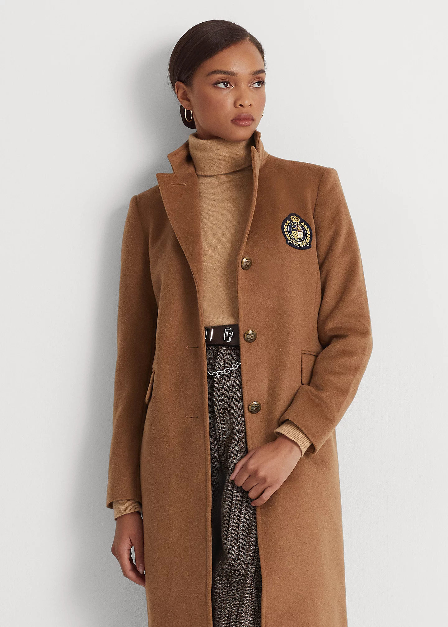 Crest-Patch Wool-Blend Coat