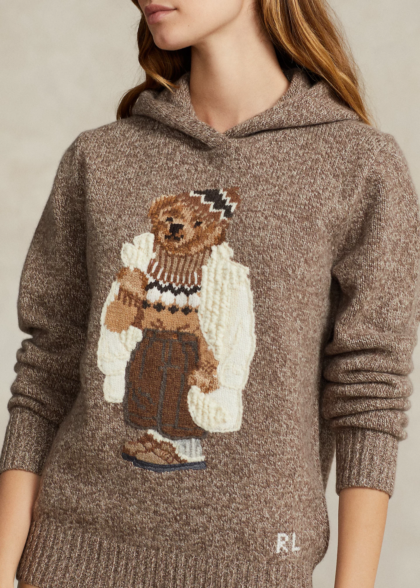 Polo Bear Wool-Blend Knit Hoodie