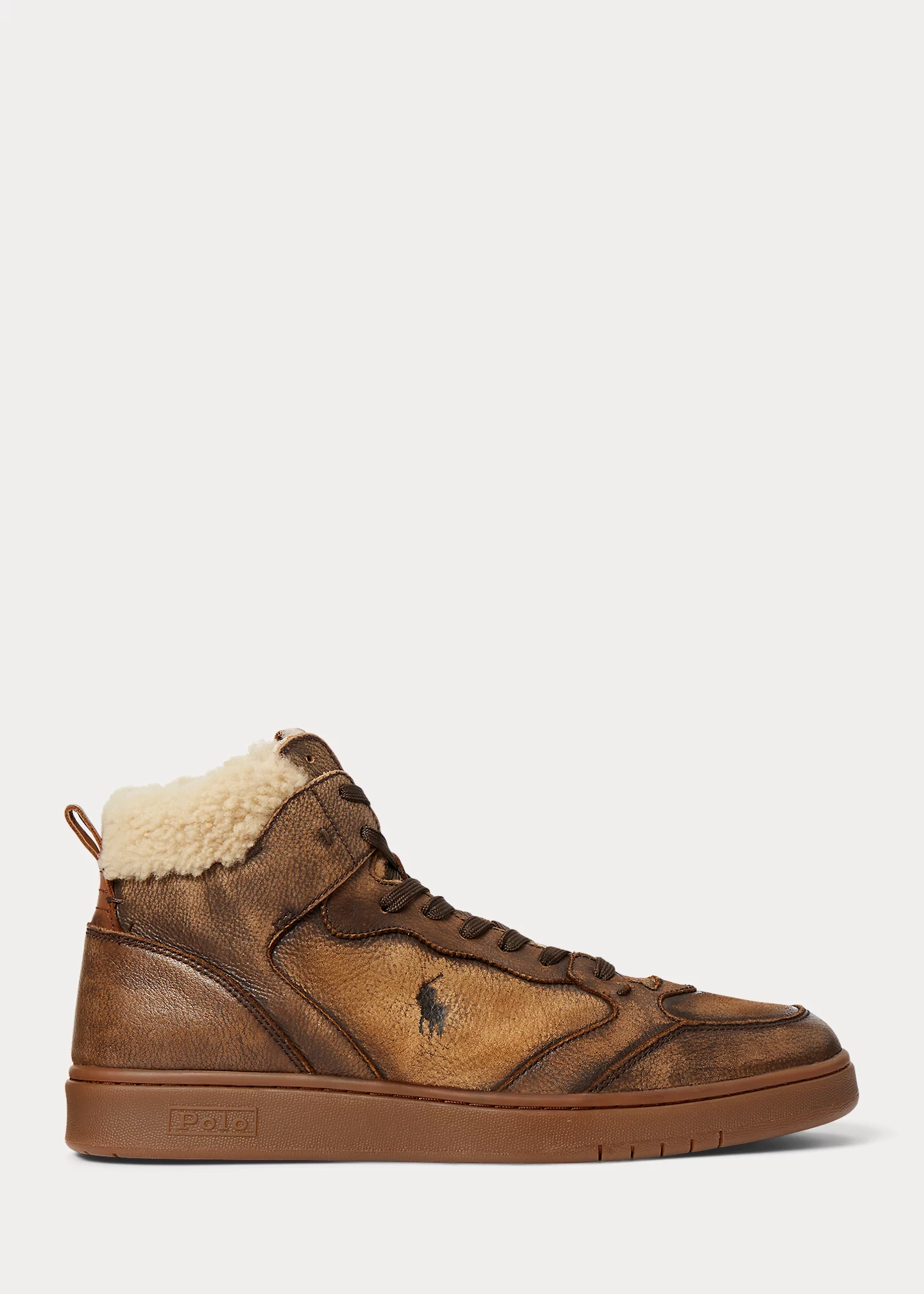 Court Leather-Shearling High-Top Sneaker