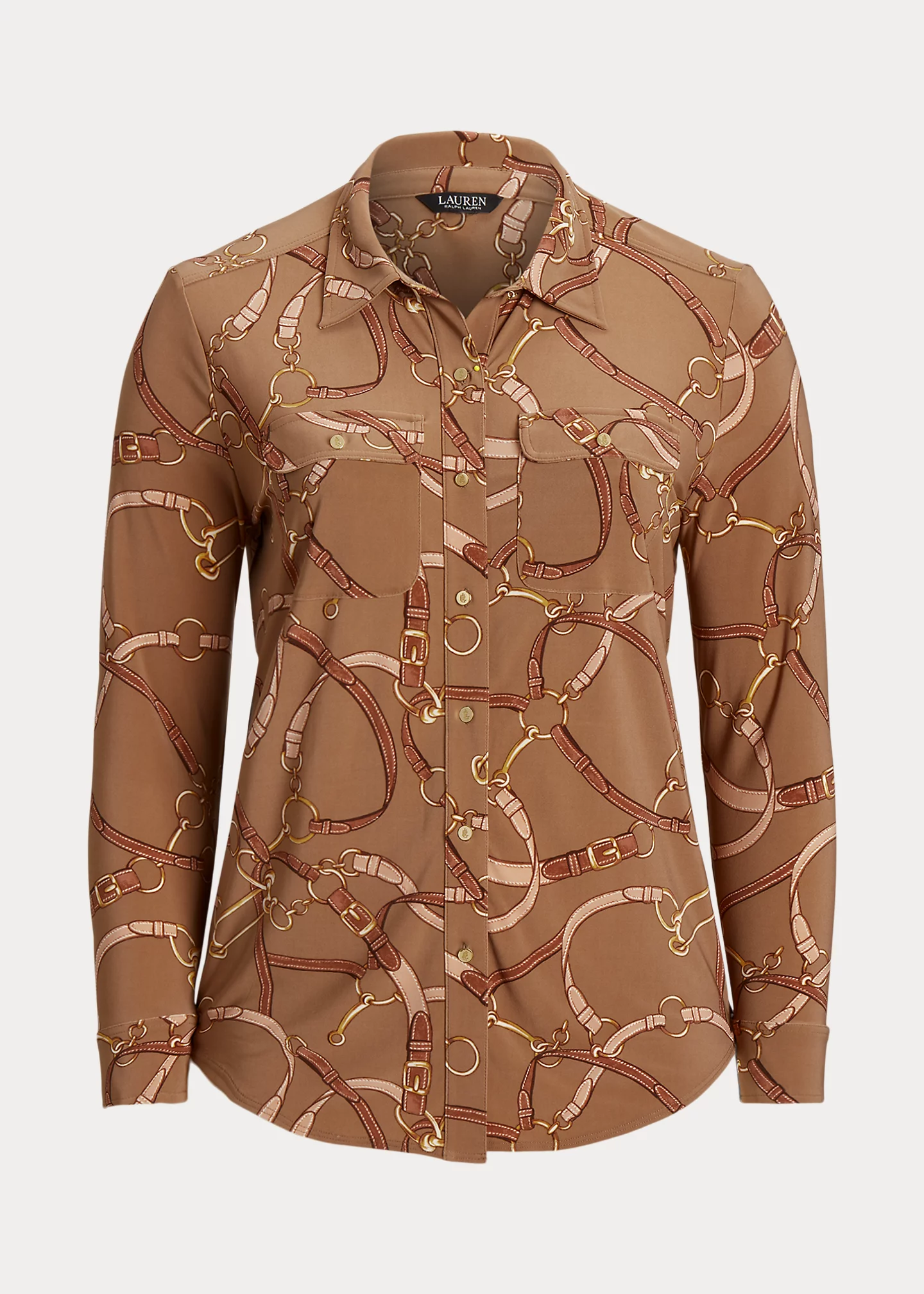 Belting-Print Stretch Jersey Shirt
