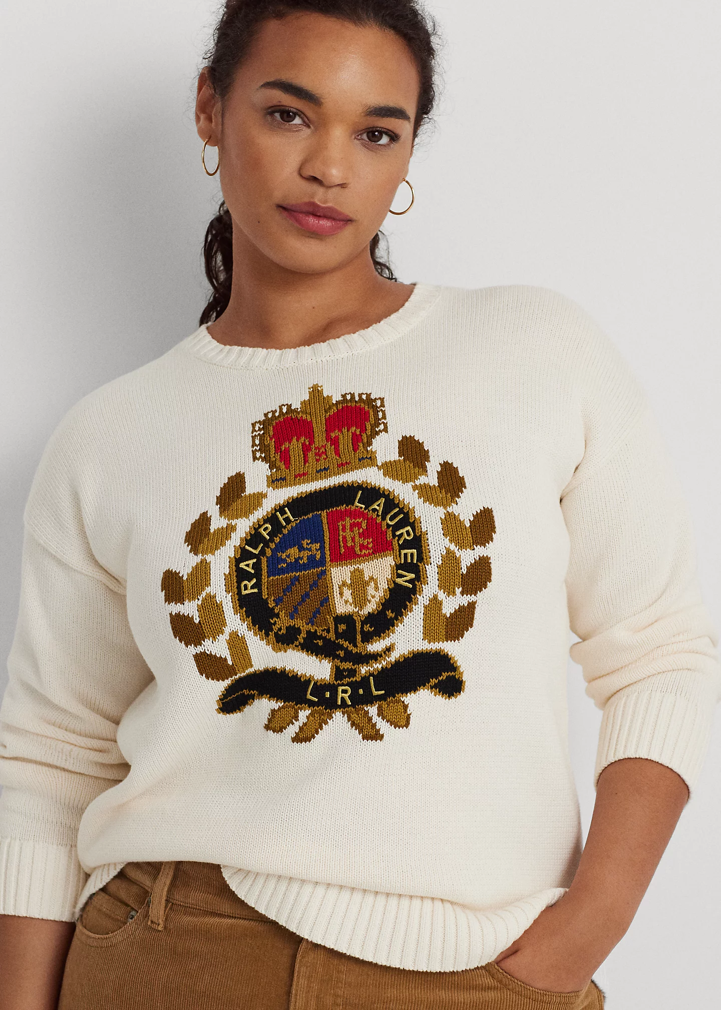 Intarsia-Knit Crest Cotton-Blend Sweater
