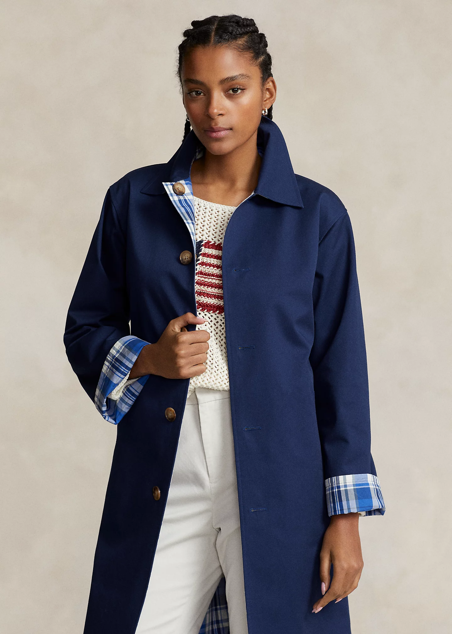 Reversible Cotton Long Car Coat