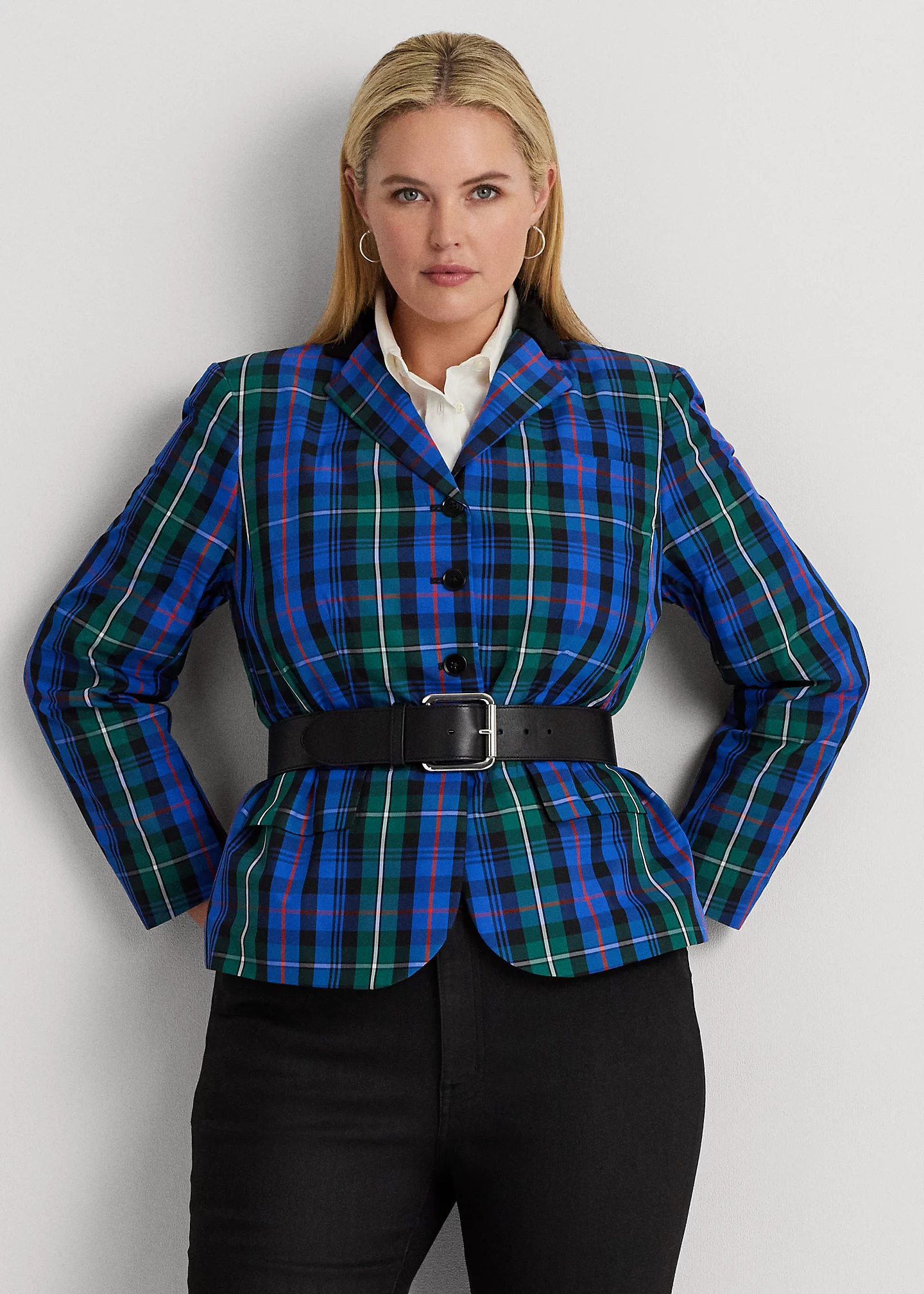 Checked Plaid Taffeta Peplum Jacket