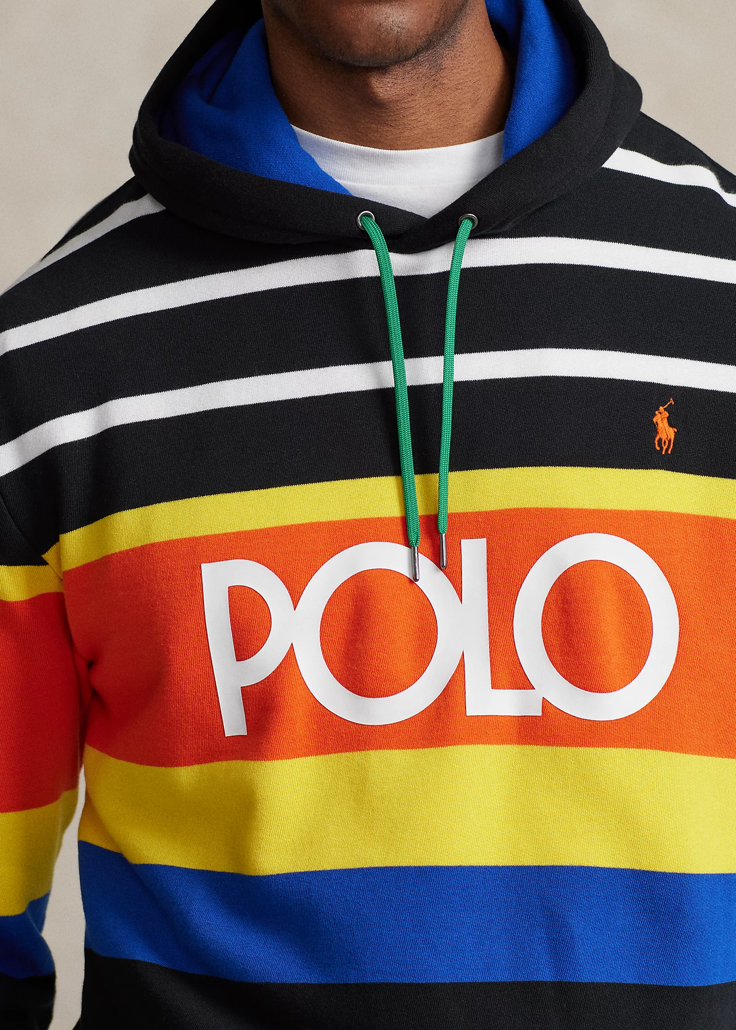 Logo Striped Fleece Hoodie