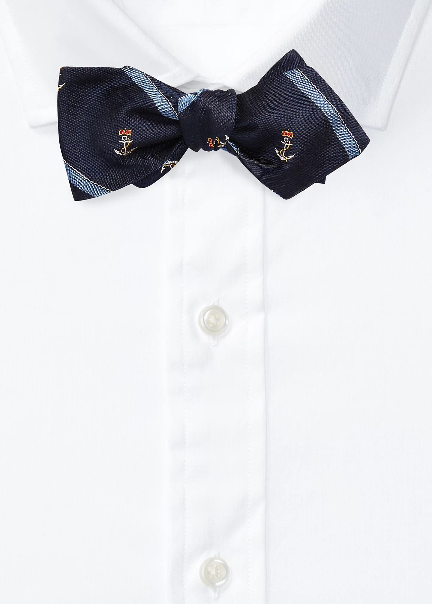Anchor-Stripe Silk Club Bow Tie