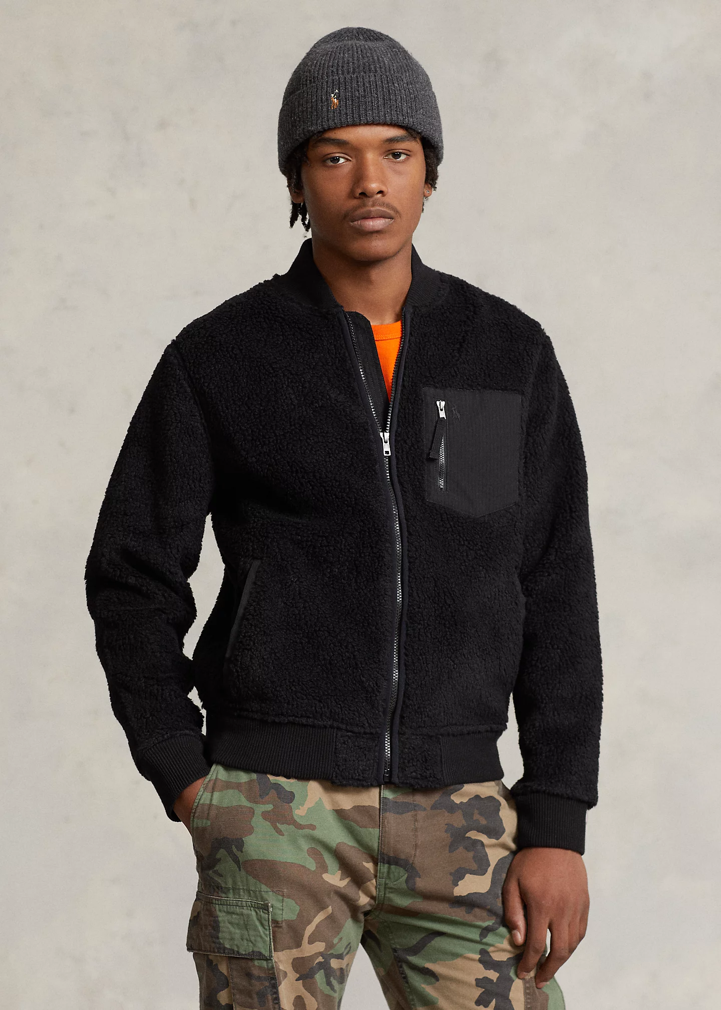 Bonded Pile Fleece Bomber Jacket