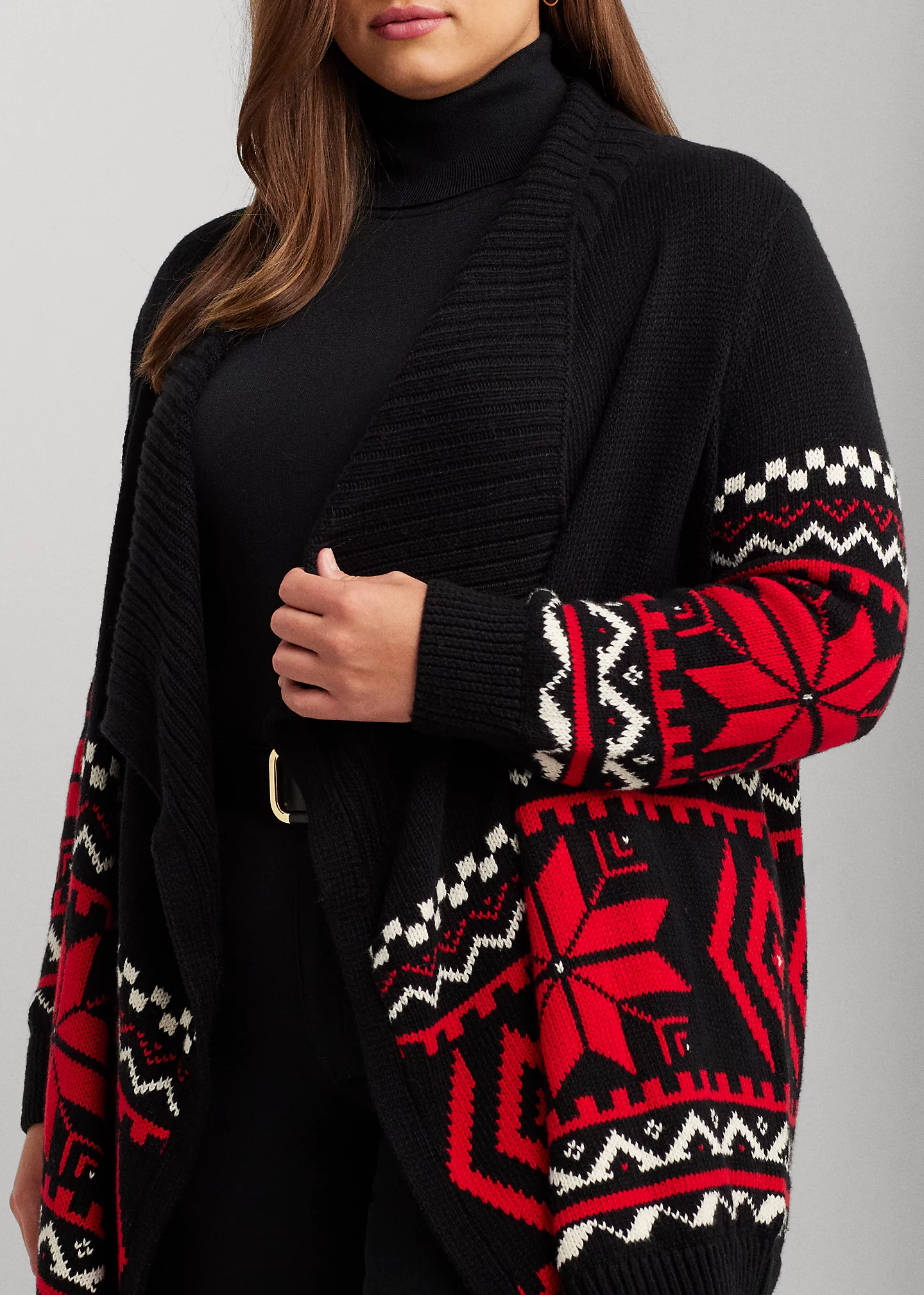 Fair Isle Shawl-Collar Cardigan