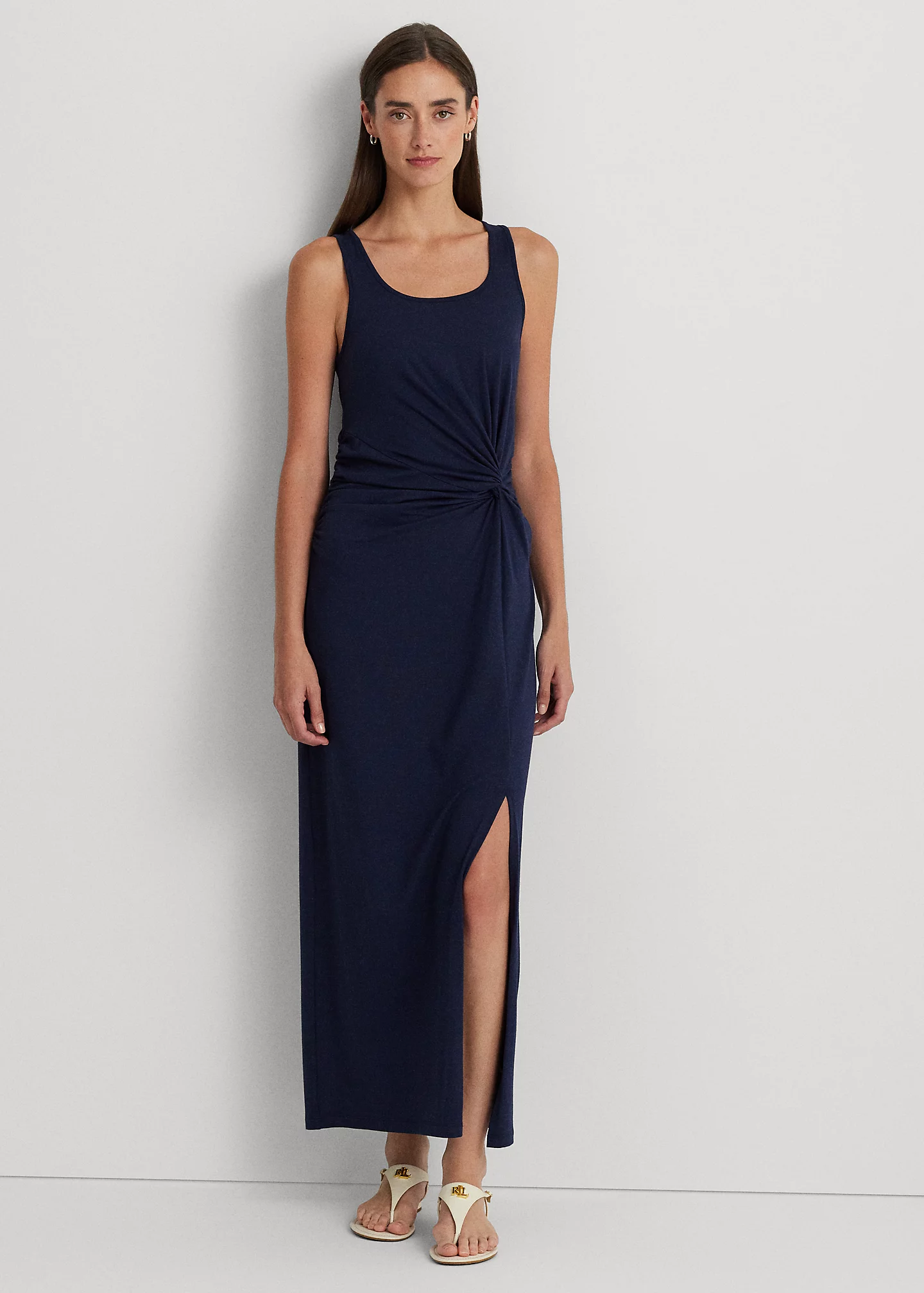 Twist-Front Jersey Sleeveless Dress