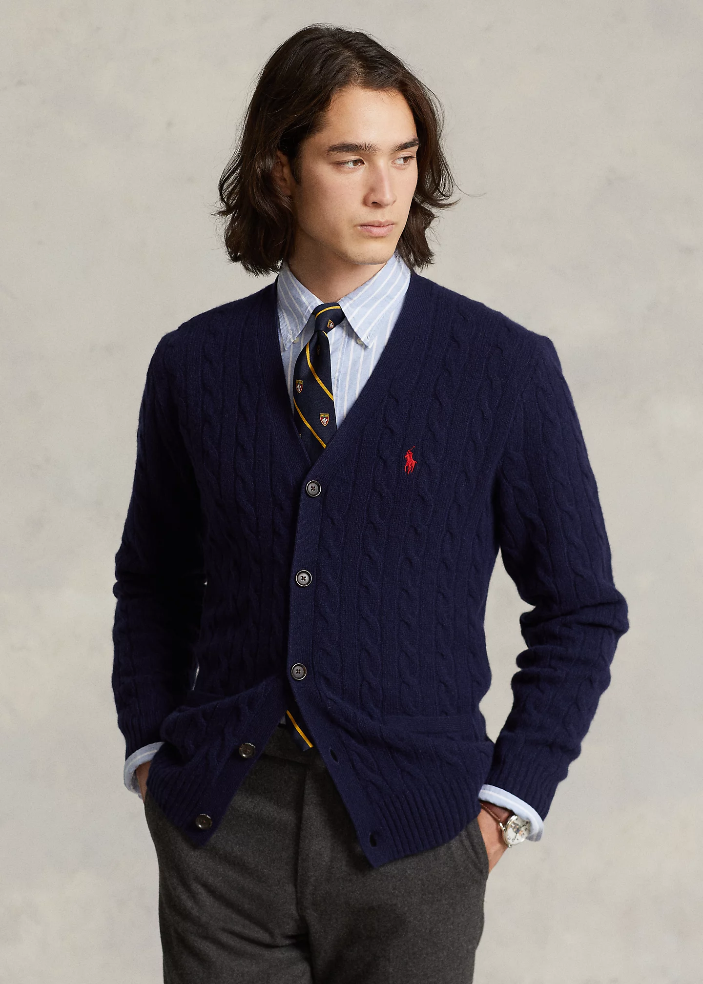 Cable-Knit Wool-Cashmere Cardigan