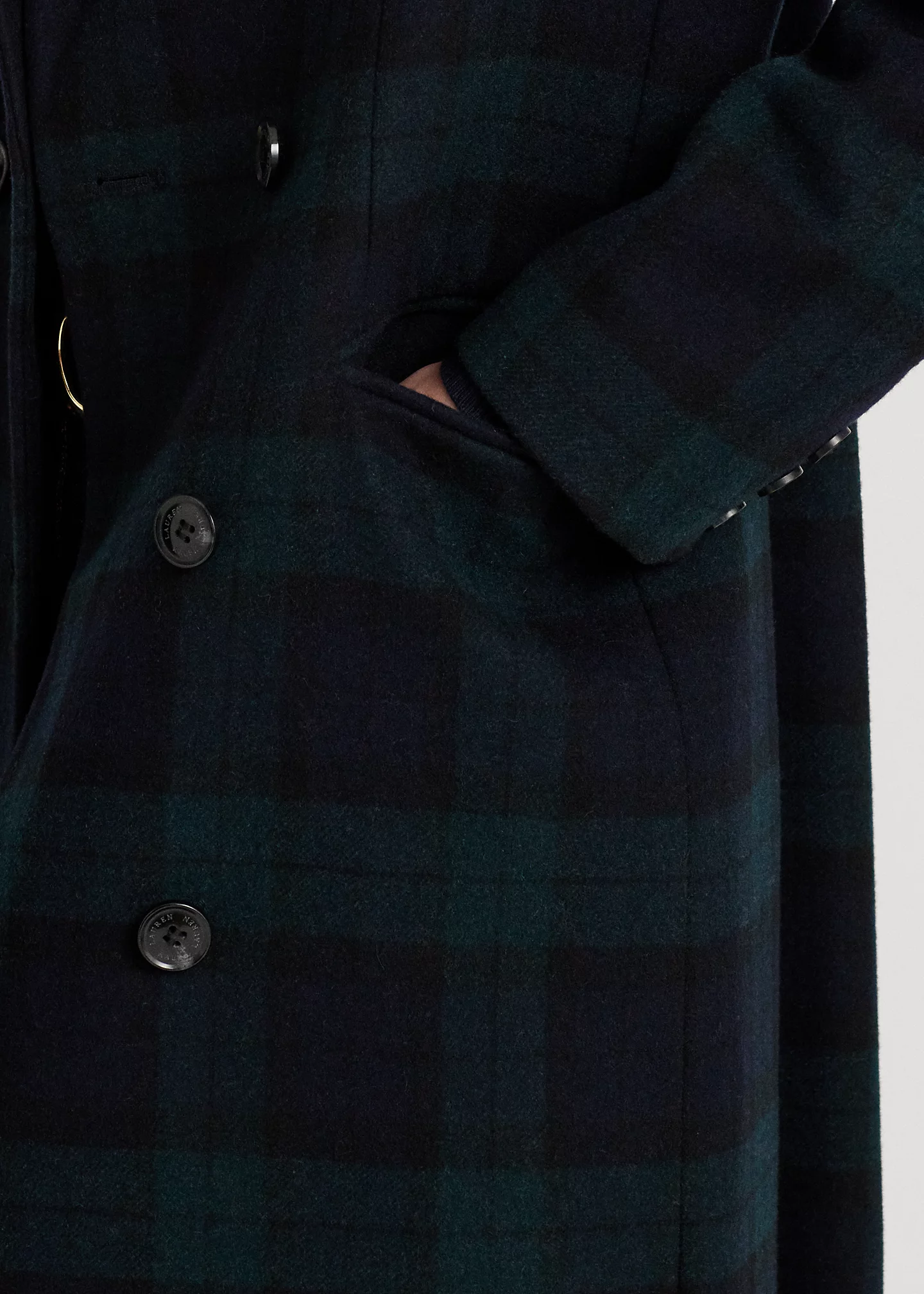 Black Watch Plaid Double-Breasted Coat