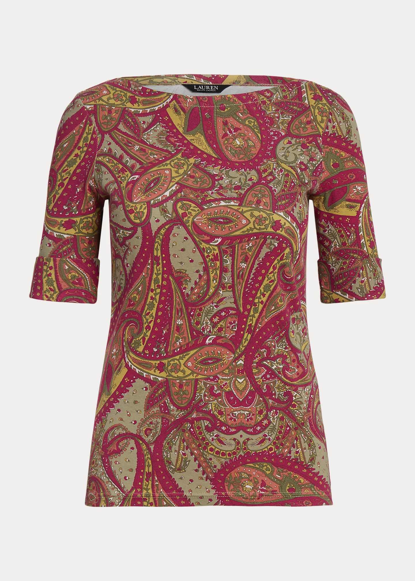 Paisley Stretch Cotton Boatneck Top