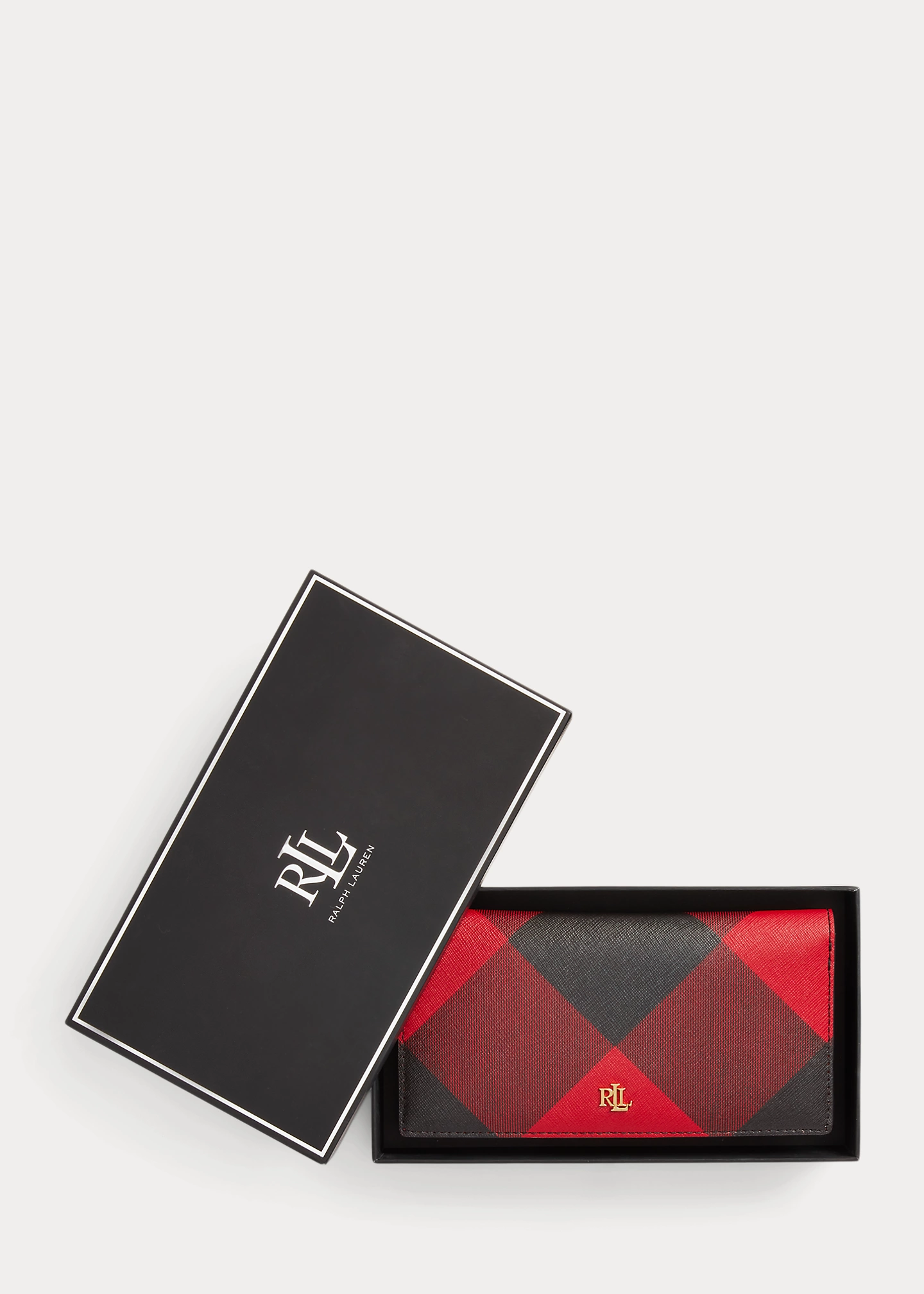 Print Crosshatch Leather Slim Wallet