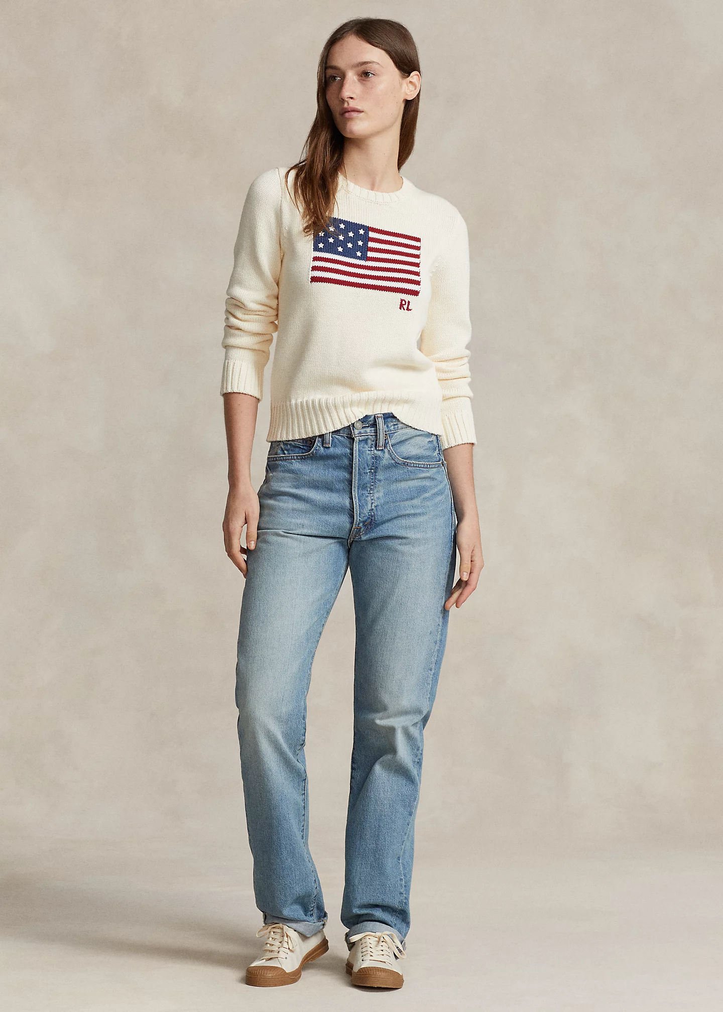 Flag Cotton Crewneck Sweater