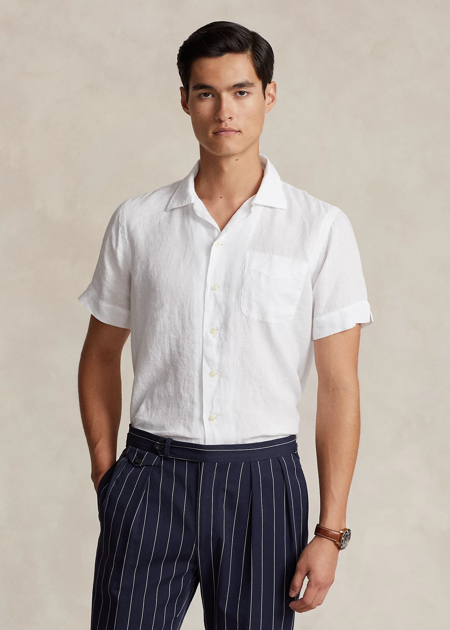 Classic Fit Linen Camp Shirt