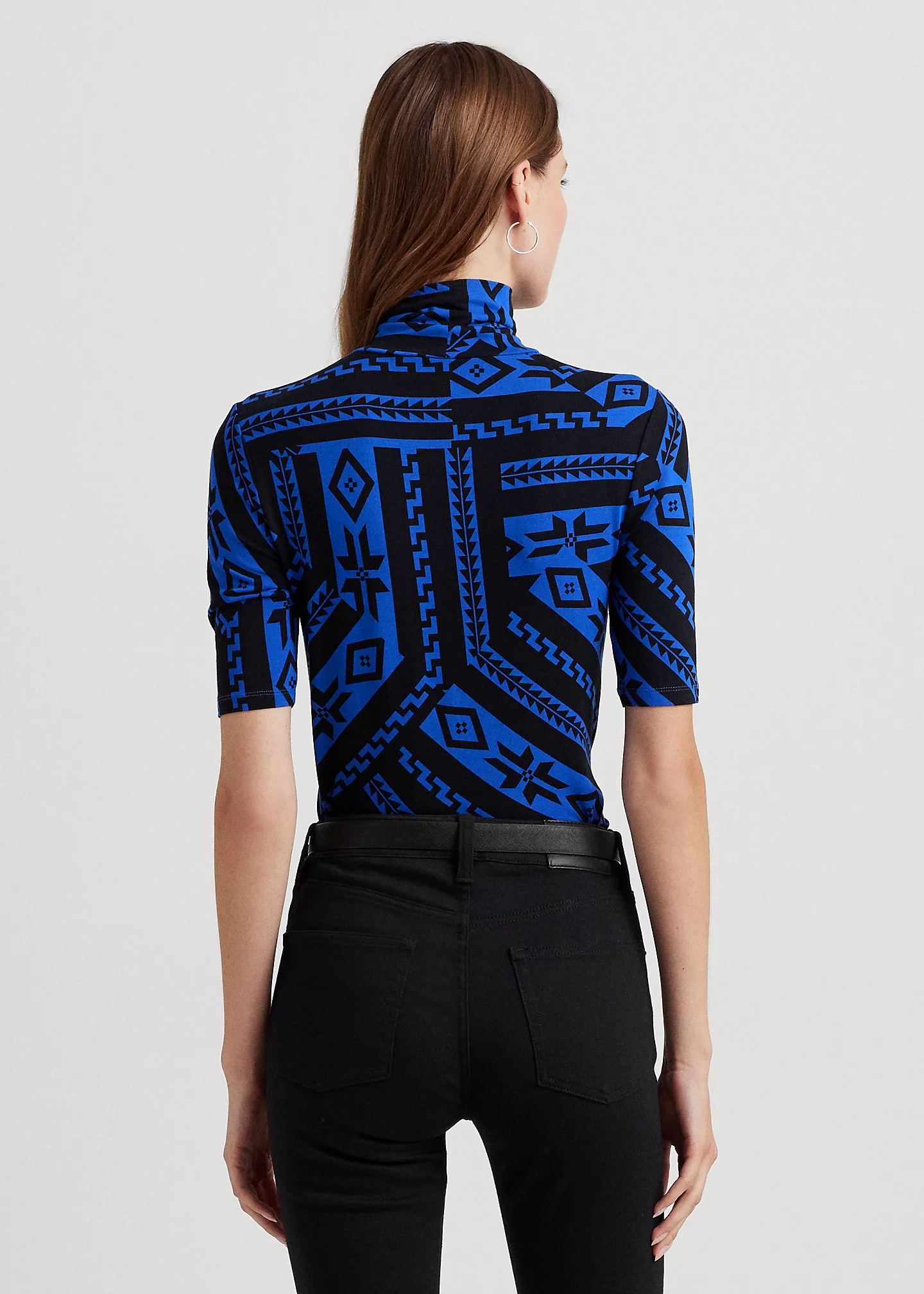 Fair Isle Stretch Jersey Turtleneck