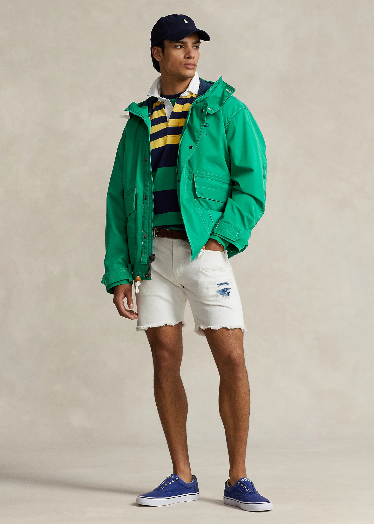 Water-Repellent Twill Hooded Jacket