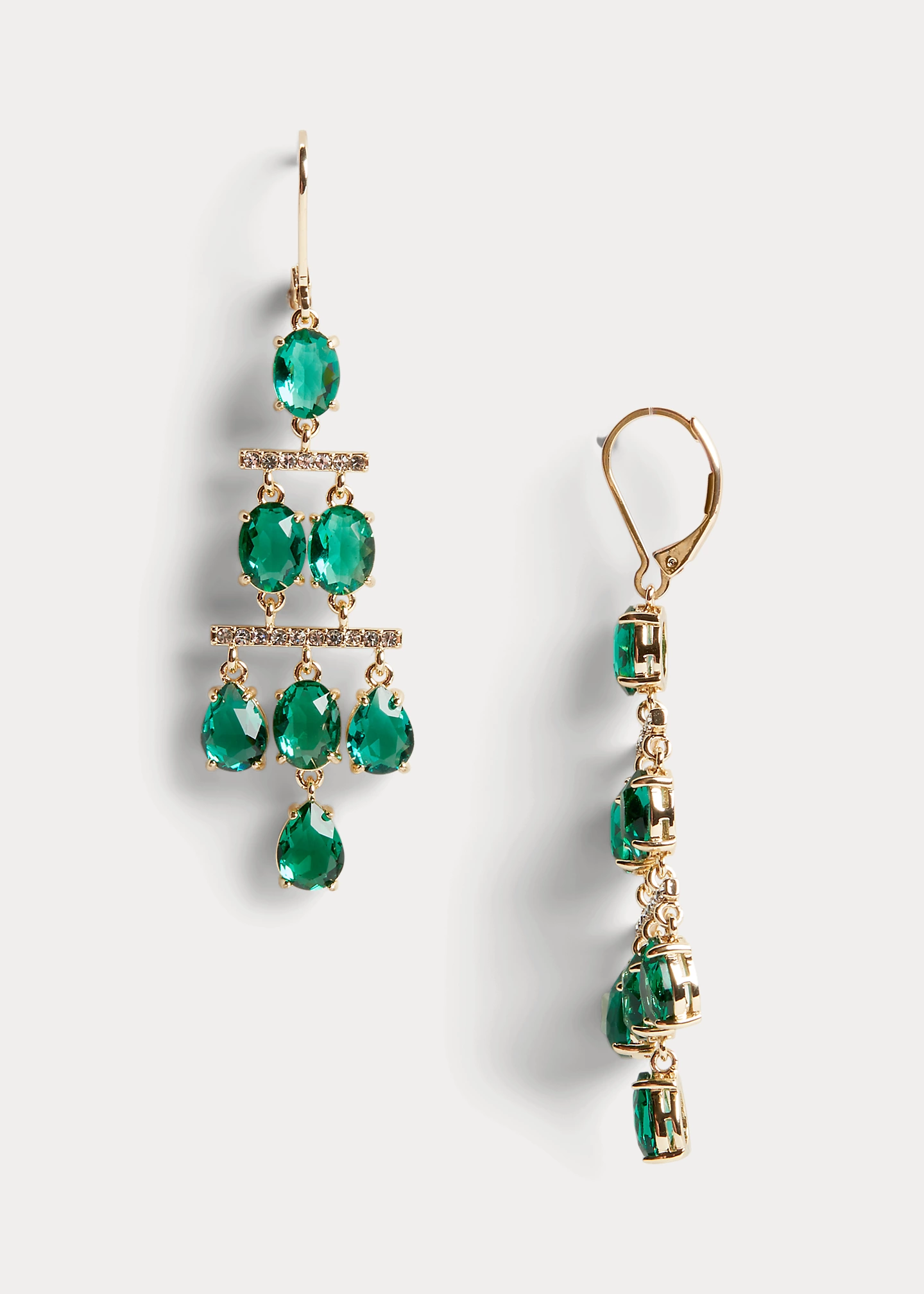 Gold-Tone Stone Chandelier Earrings