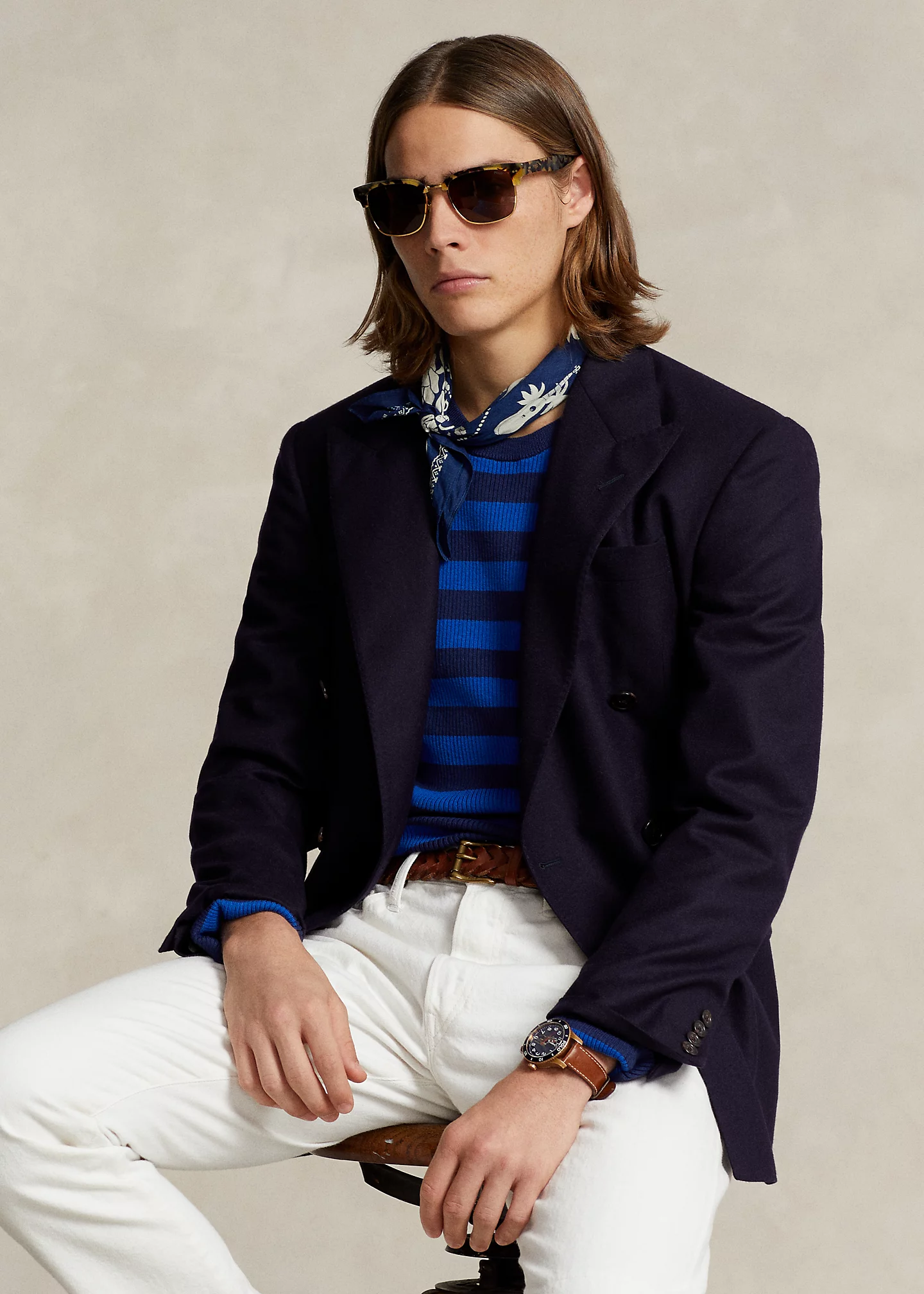 Striped Rib-Knit Cotton-Cashmere Sweater