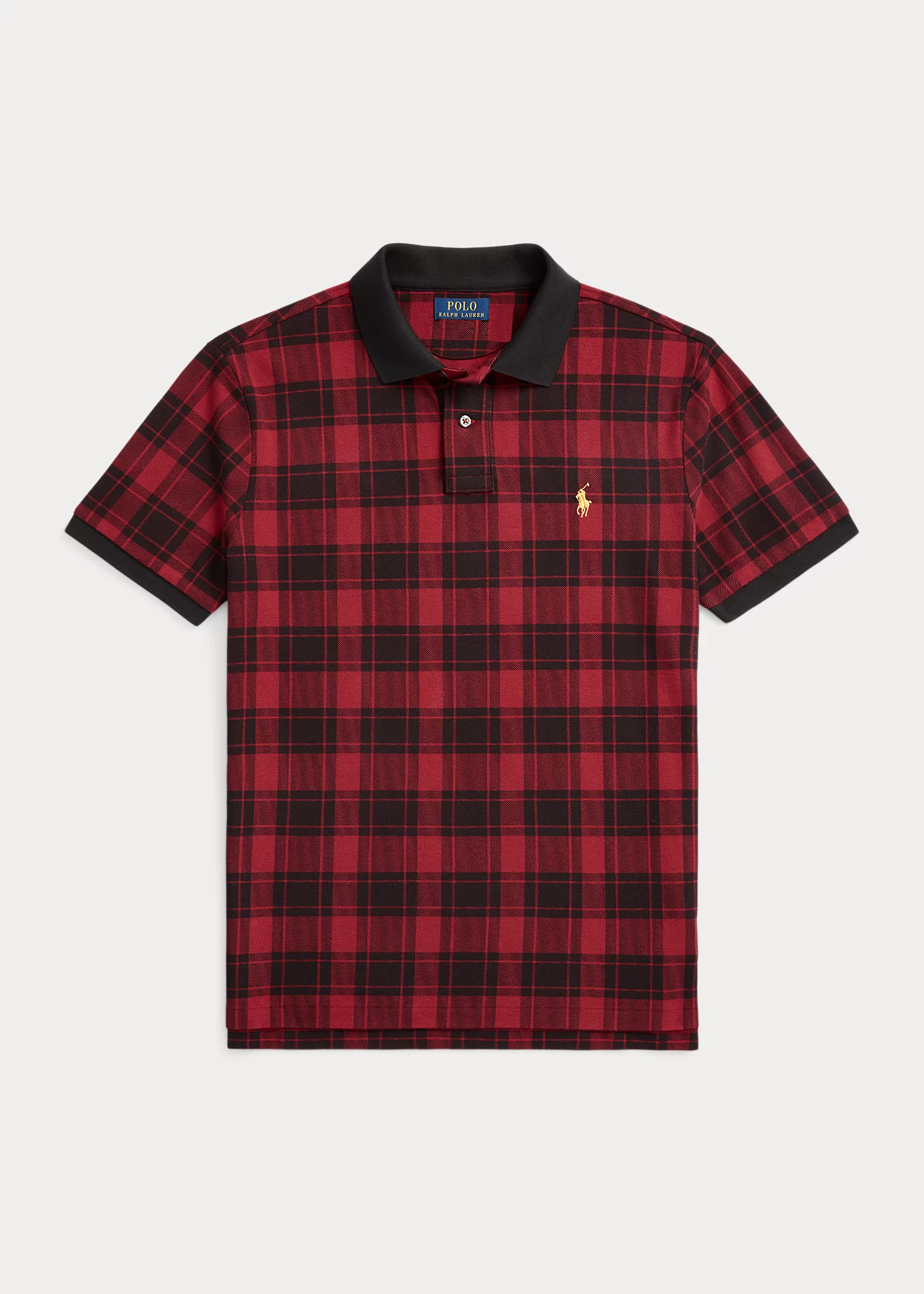 Custom Slim Fit Plaid Mesh Polo Shirt