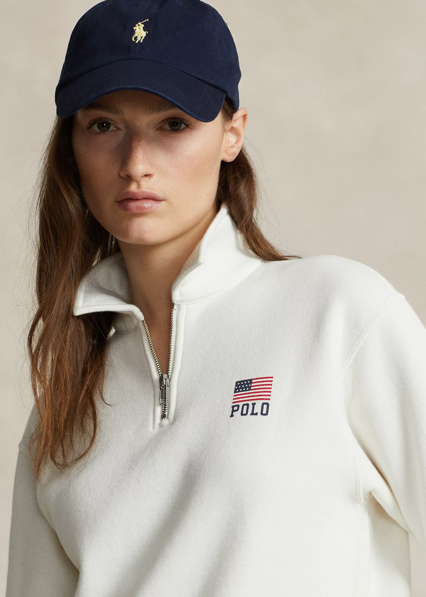 Flag & Logo Fleece Quarter-Zip Pullover