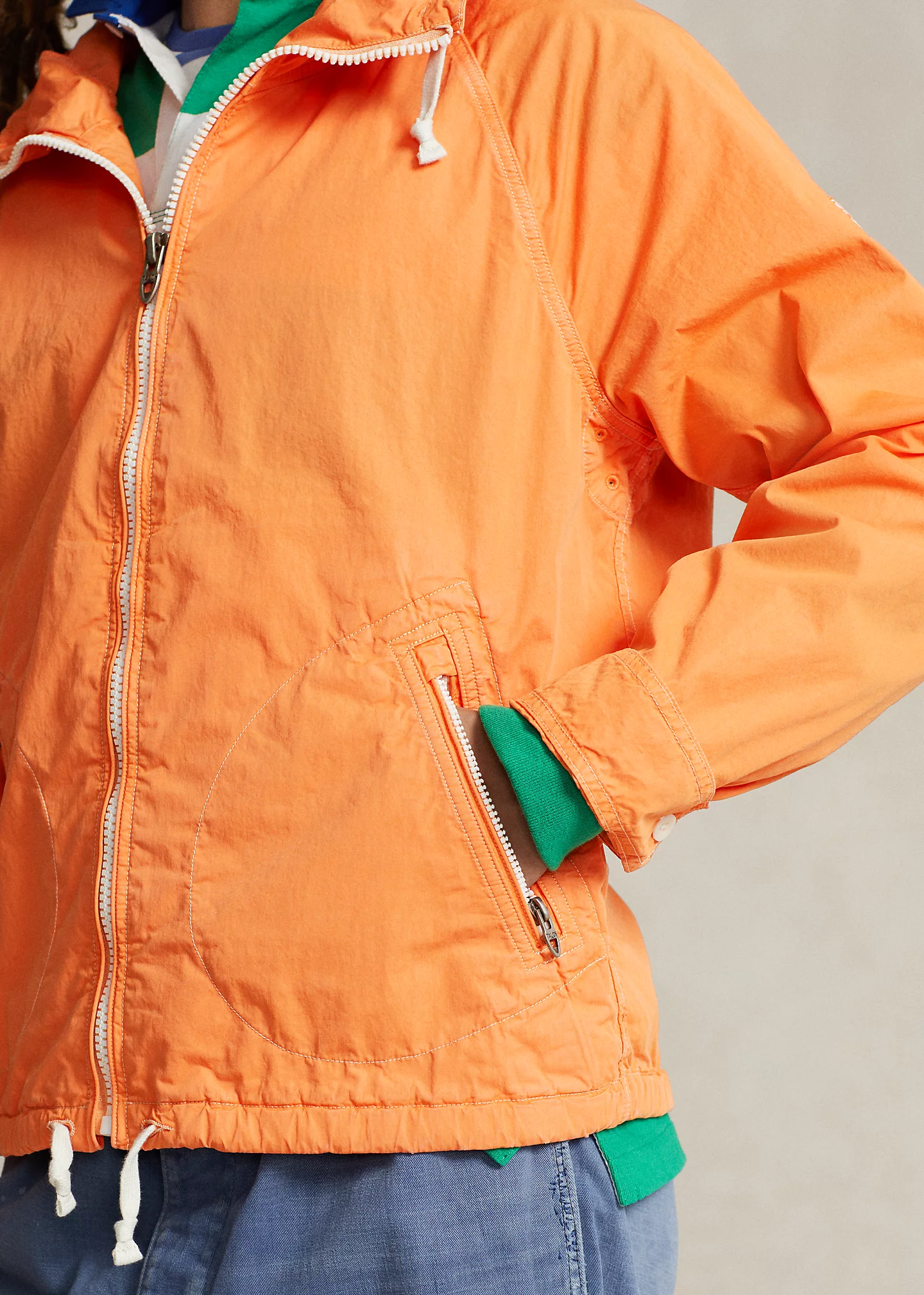 Garment-Dyed Twill Hooded Jacket