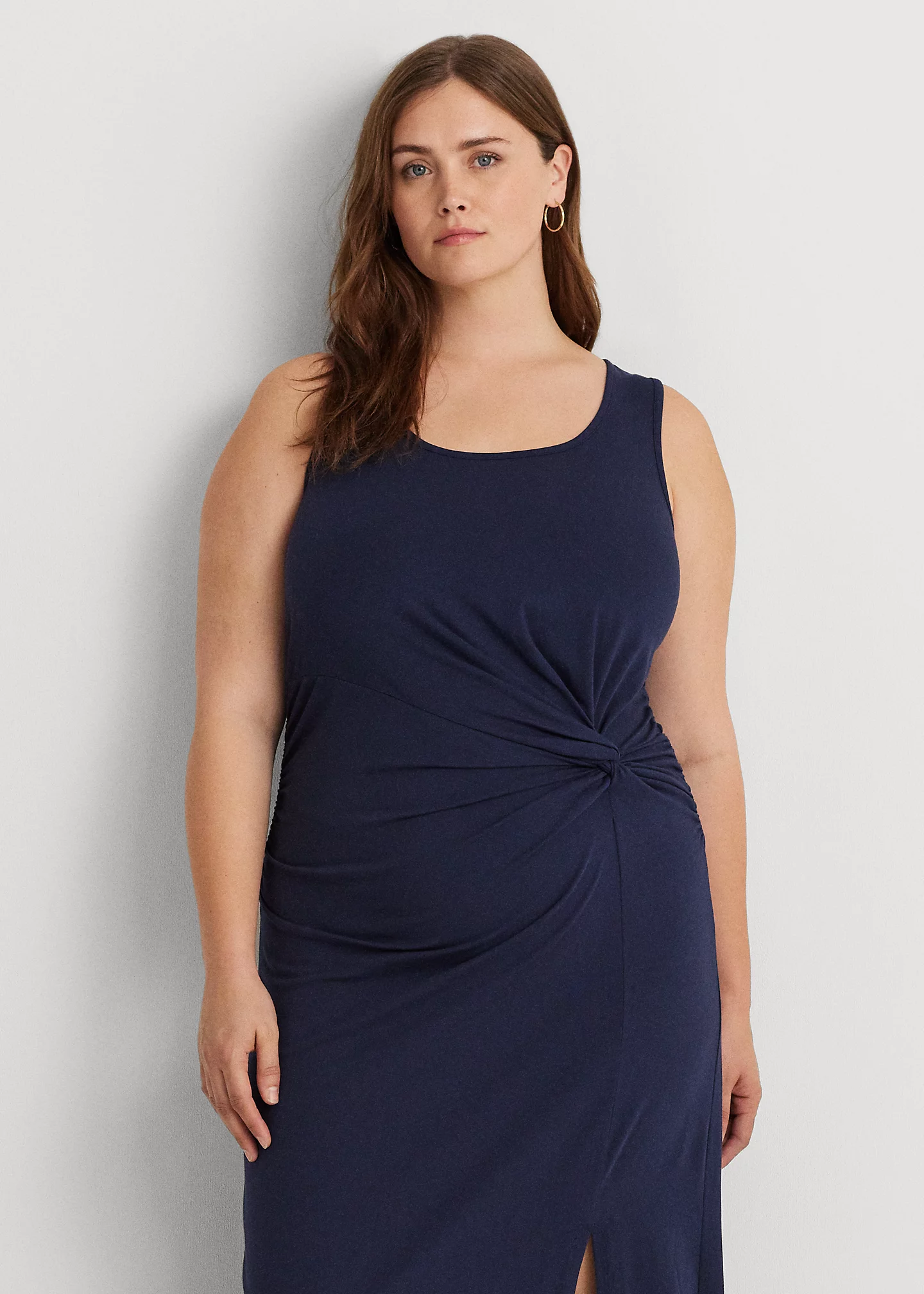 Twist-Front Jersey Sleeveless Dress