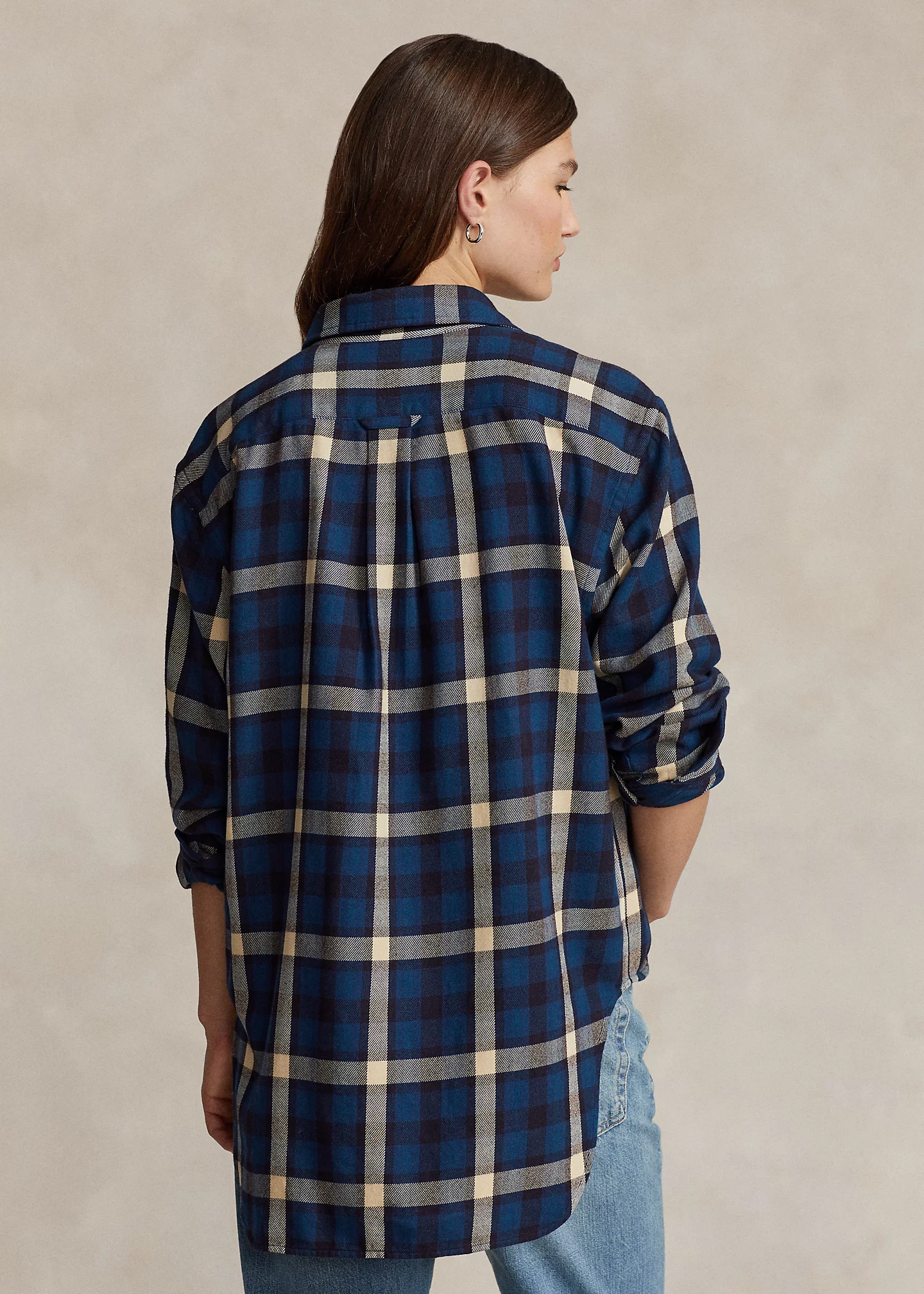 Oversize Fit Plaid Cotton Twill Shirt