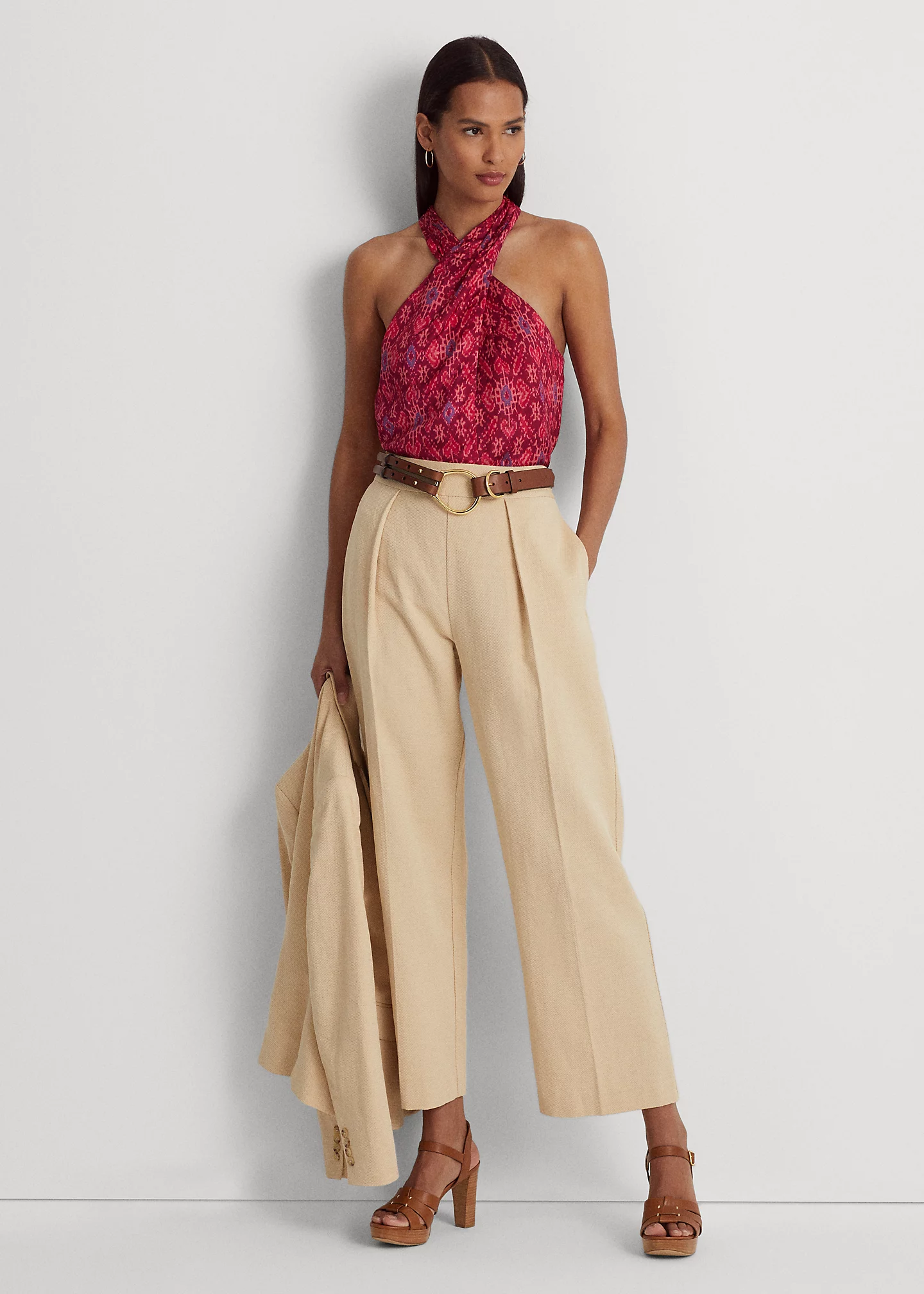 Pleated Ottoman Wide-Leg Pant