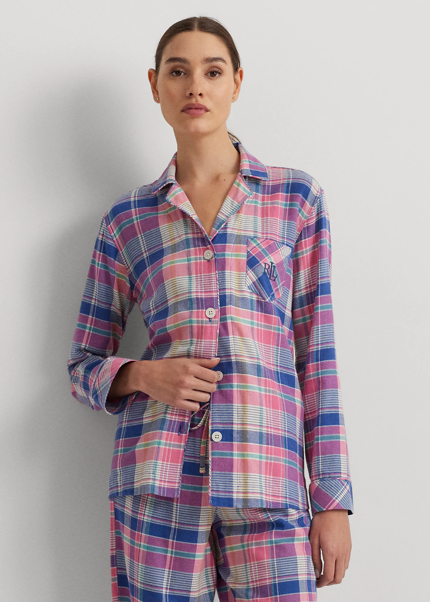 Checked Plaid Brushed Twill Sleep Set