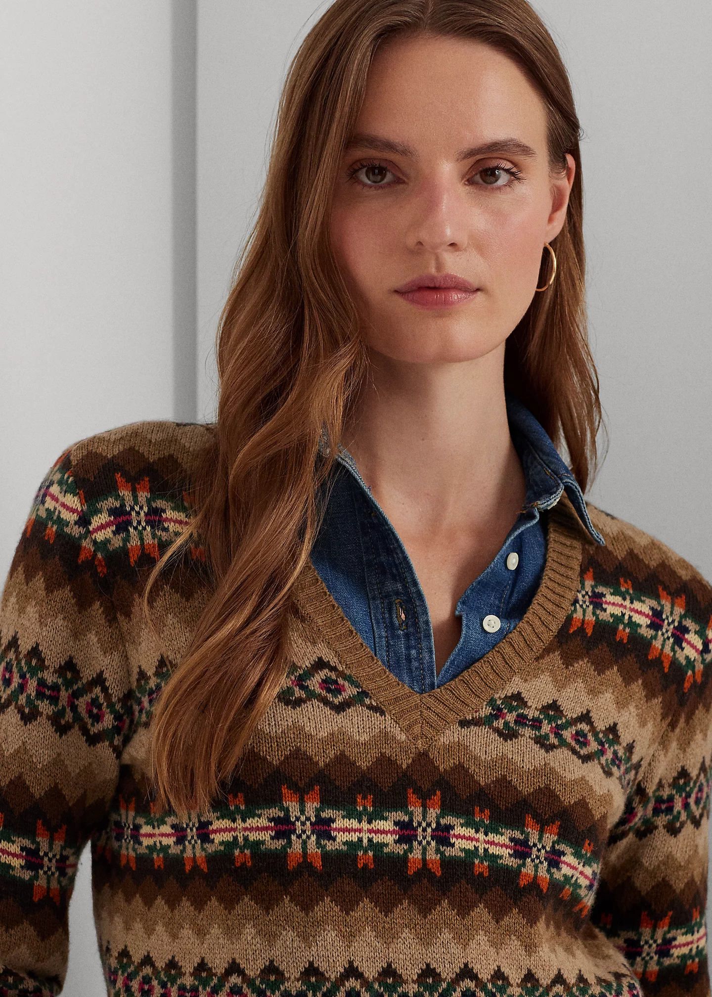 Fair Isle Wool-Blend V-Neck Sweater