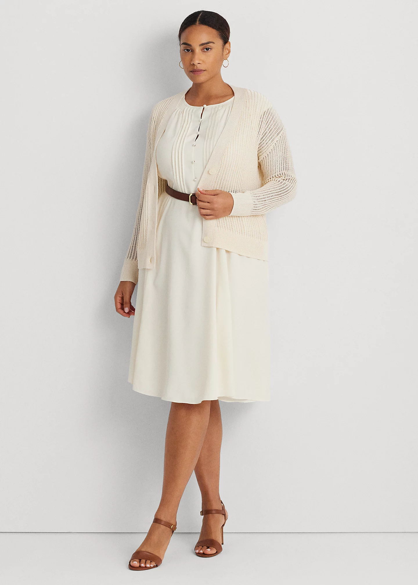 Linen-Blend Rib-Knit Cropped Cardigan