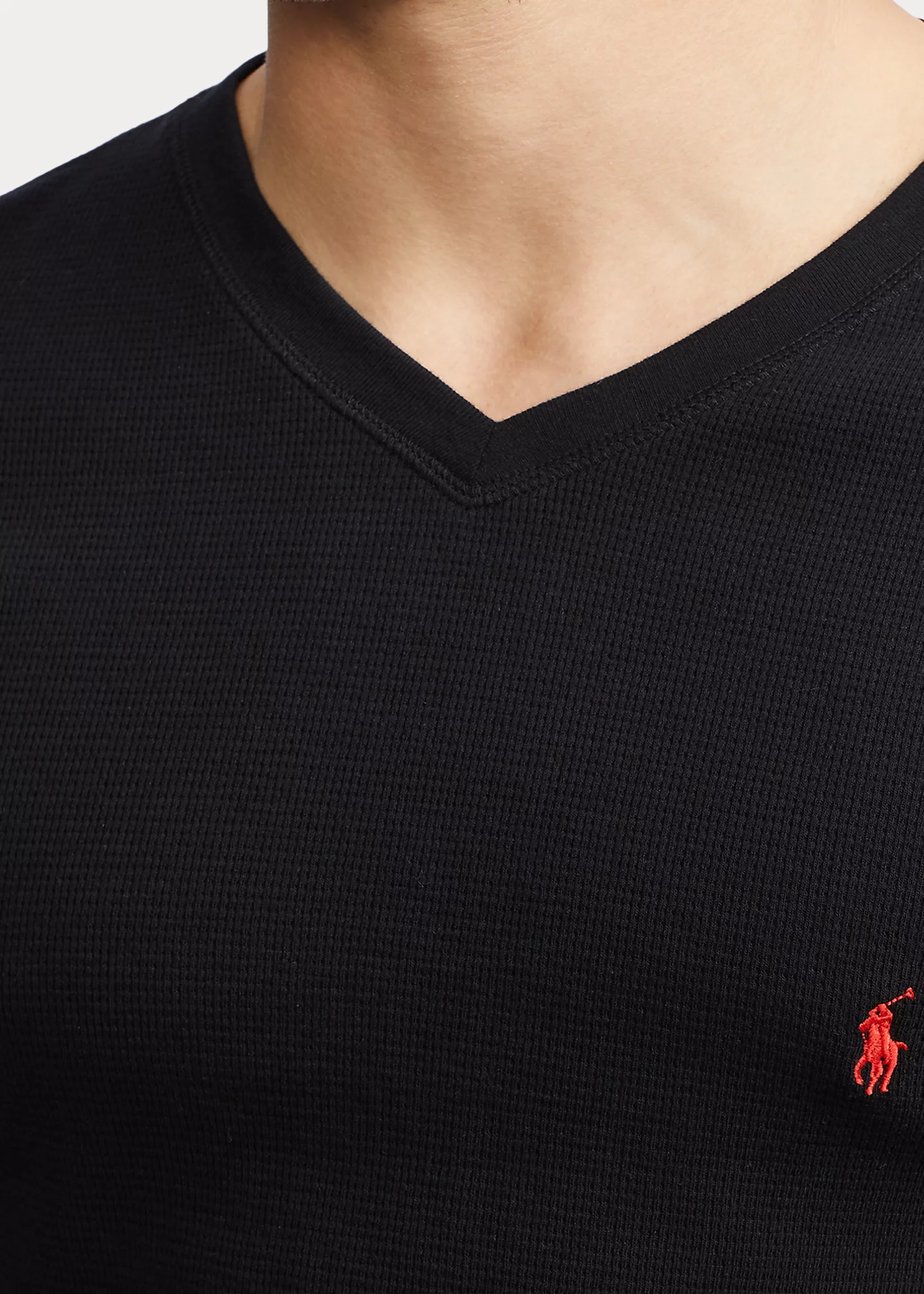 Waffle-Knit V-Neck Sleep Shirt