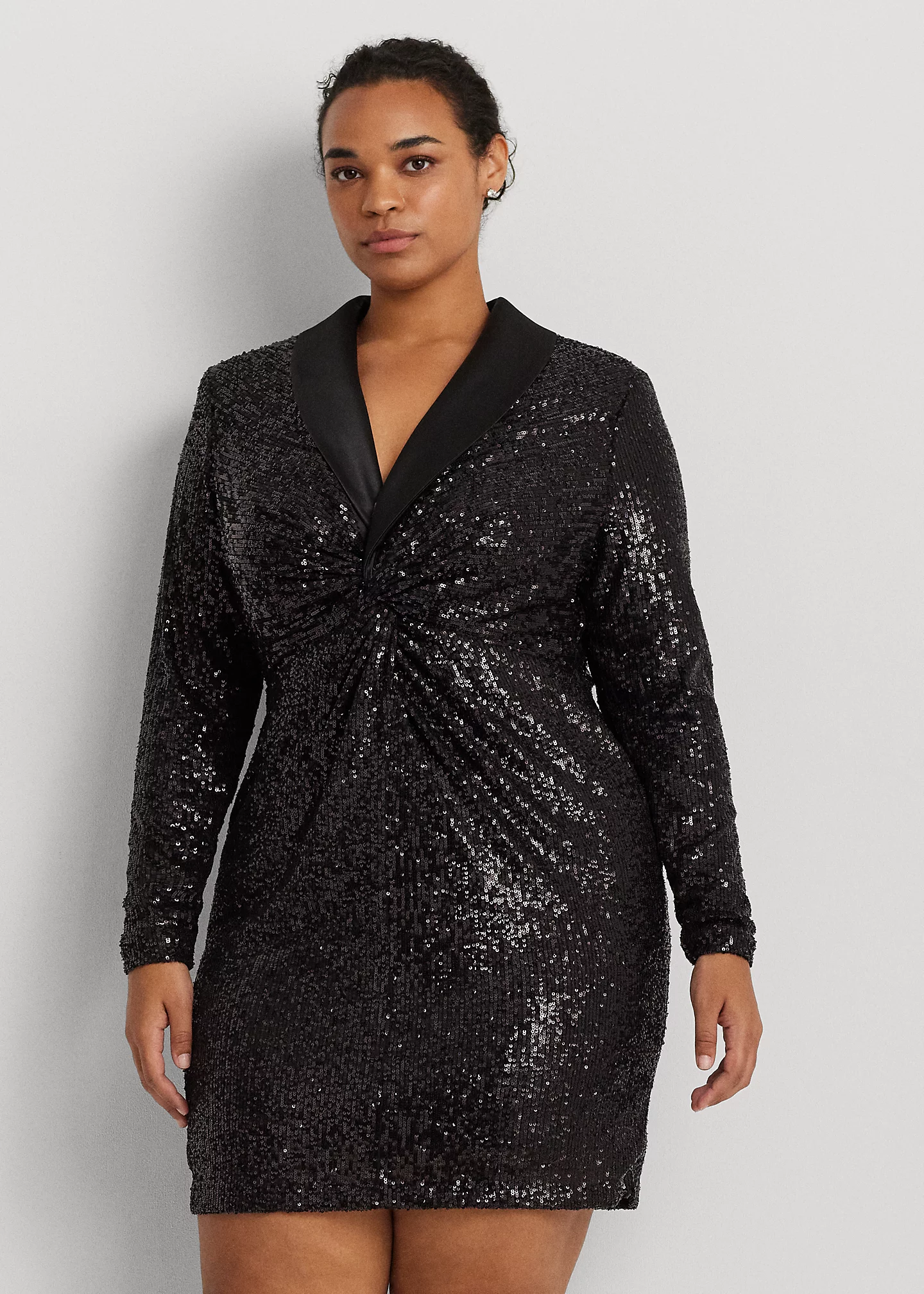 Twist-Front Sequined Cocktail Dress