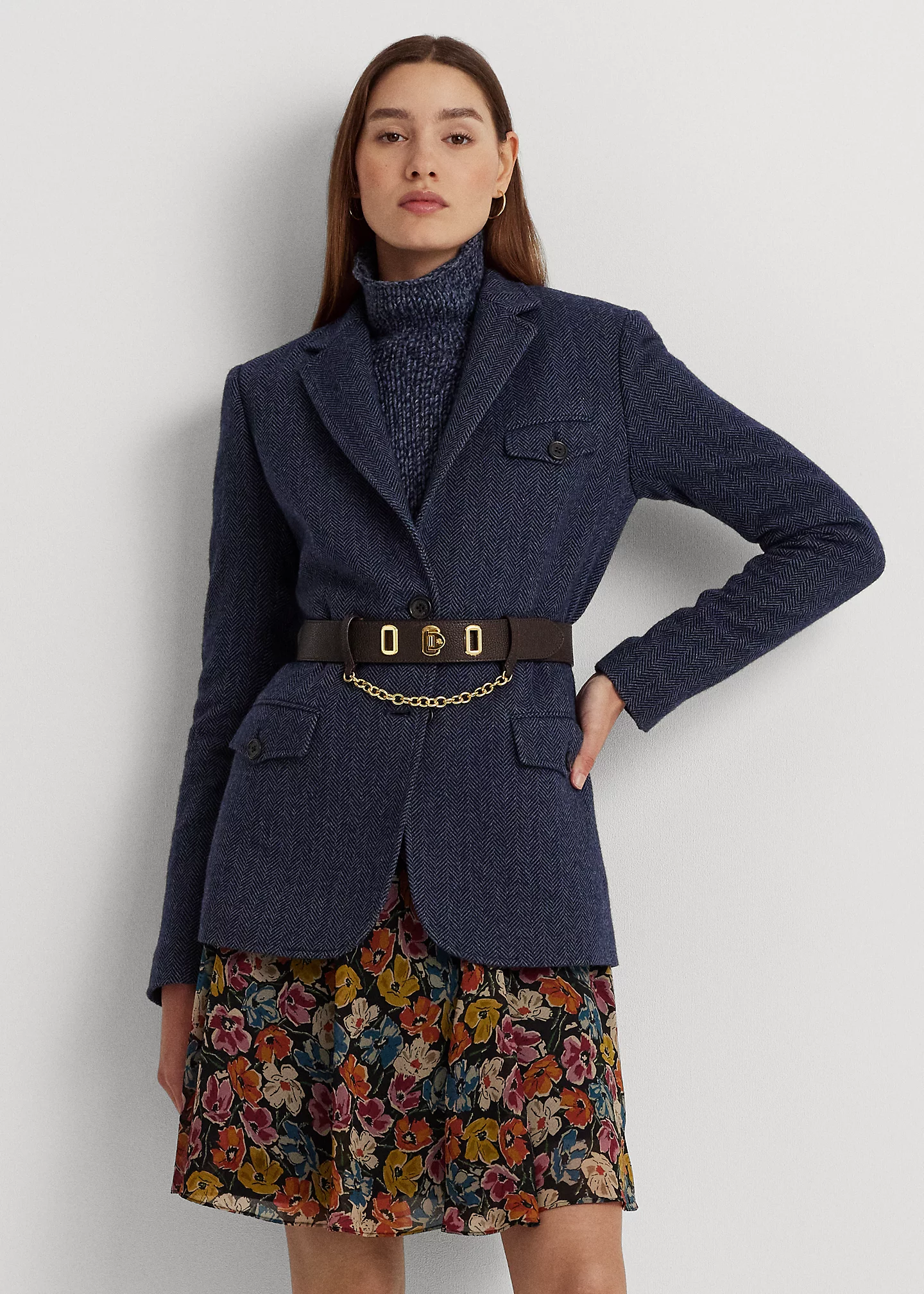 Wool-Blend Herringbone Tweed Blazer