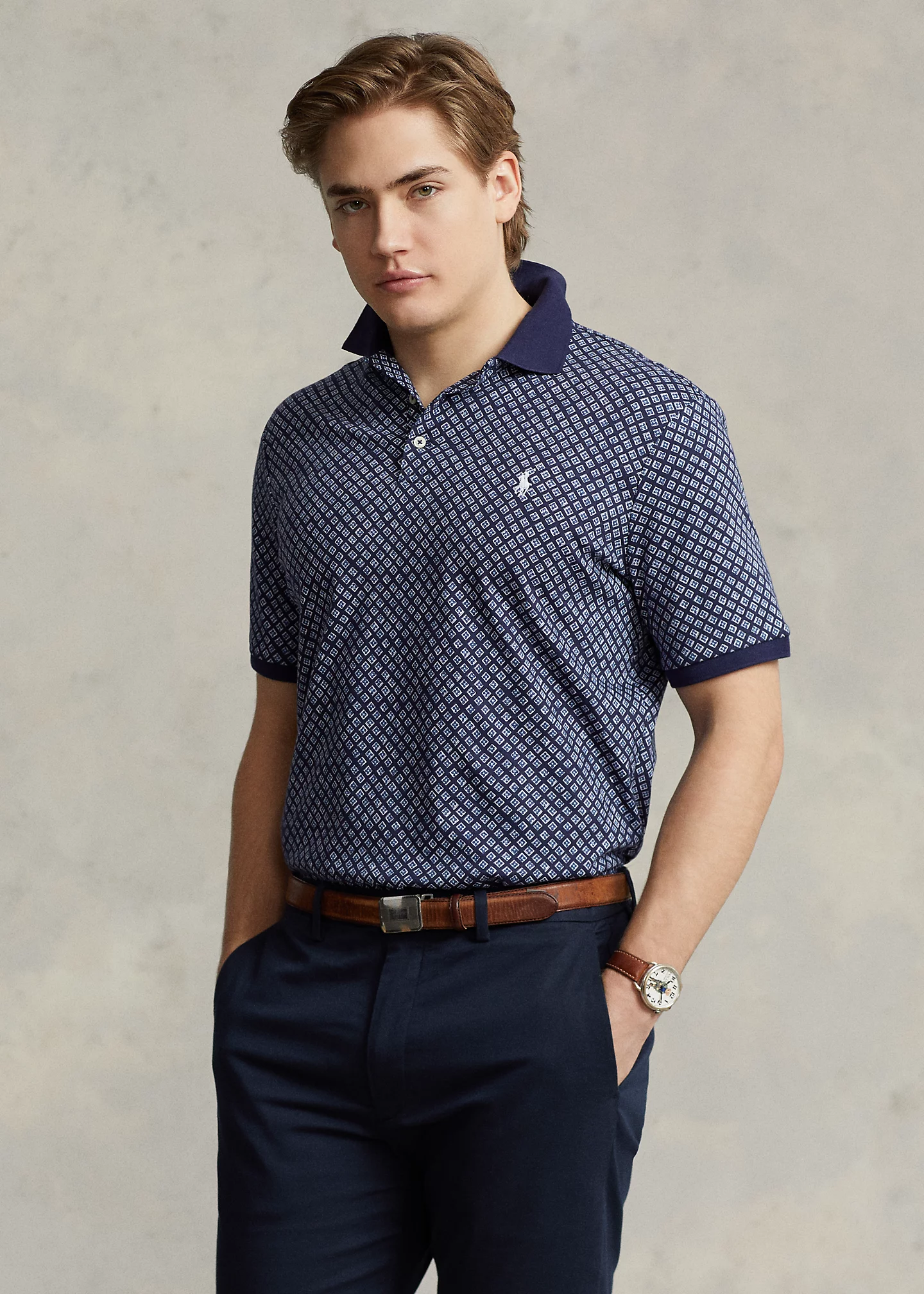 Classic Fit Print Soft Cotton Polo Shirt