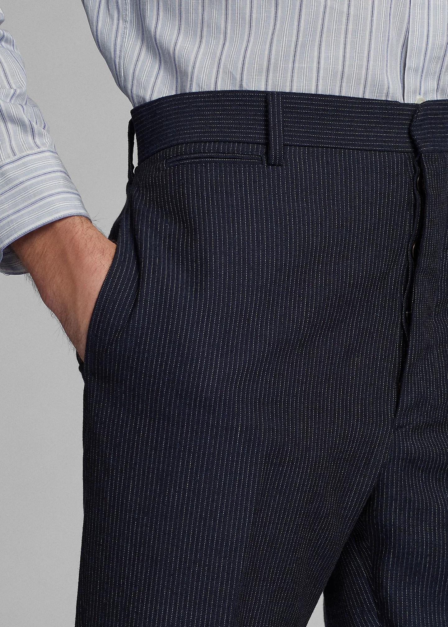Slim Striped Herringbone Suit Trouser