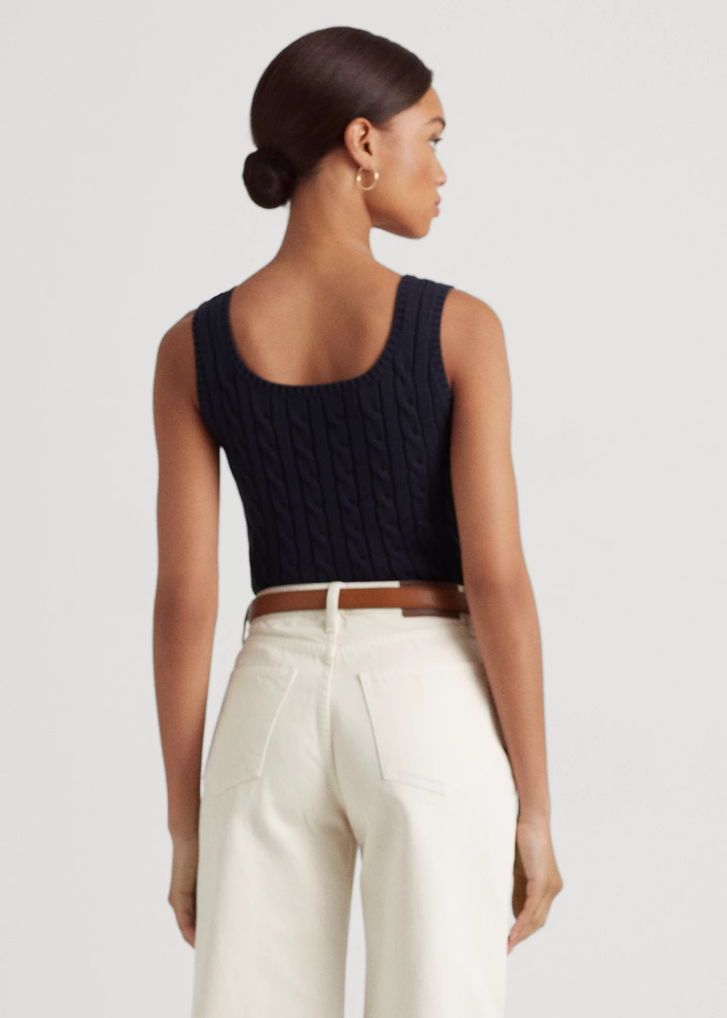 Sleeveless Cable-Knit Sweater