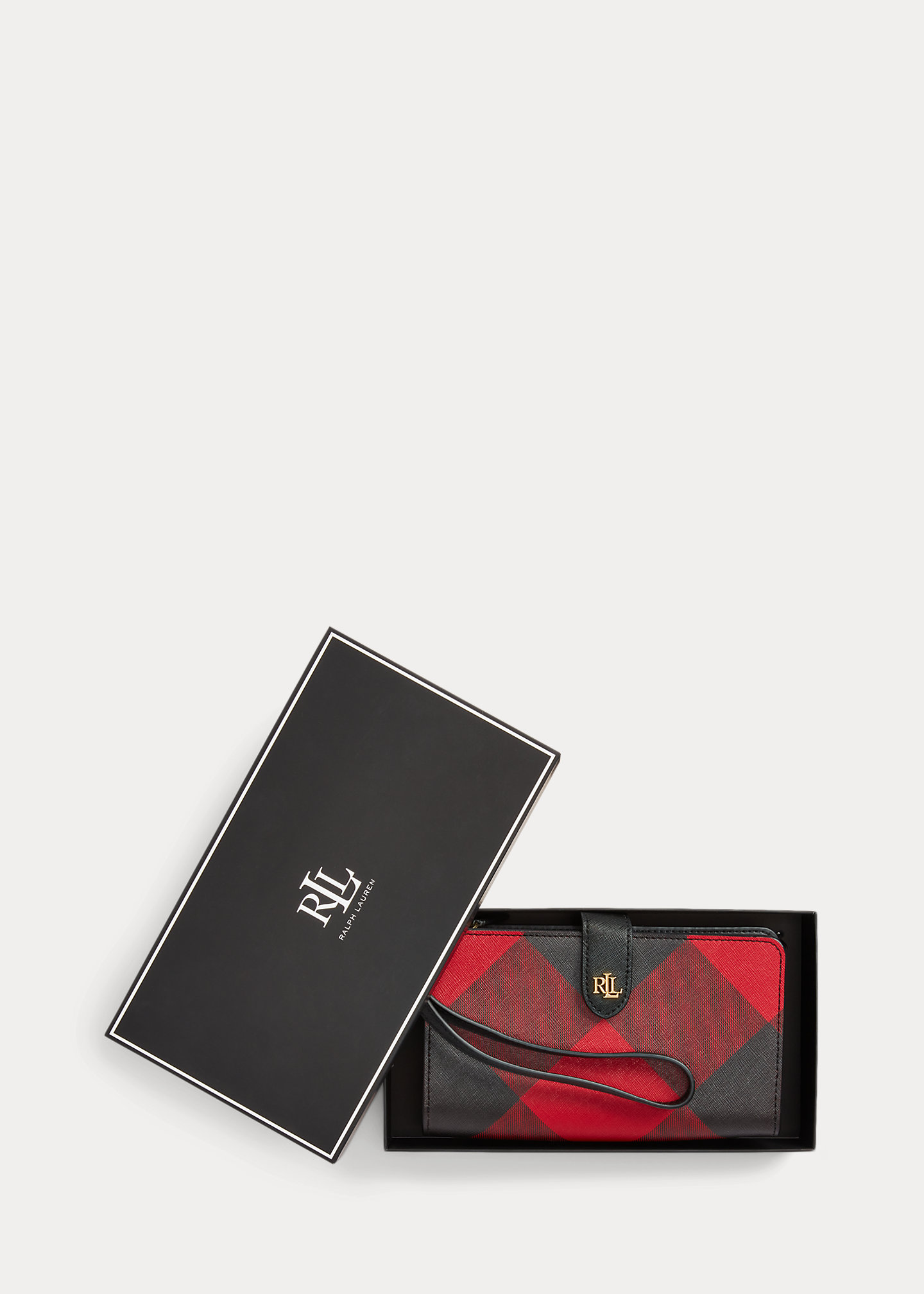 Print Crosshatch Leather Tech Wristlet