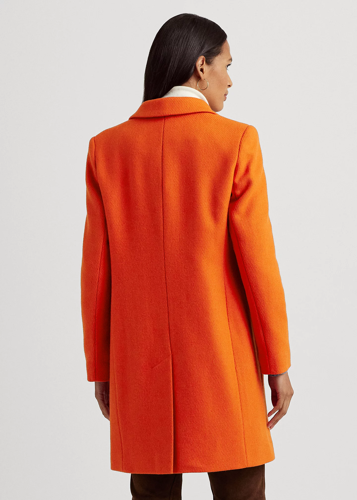 Wool-Blend Twill Reefer Coat