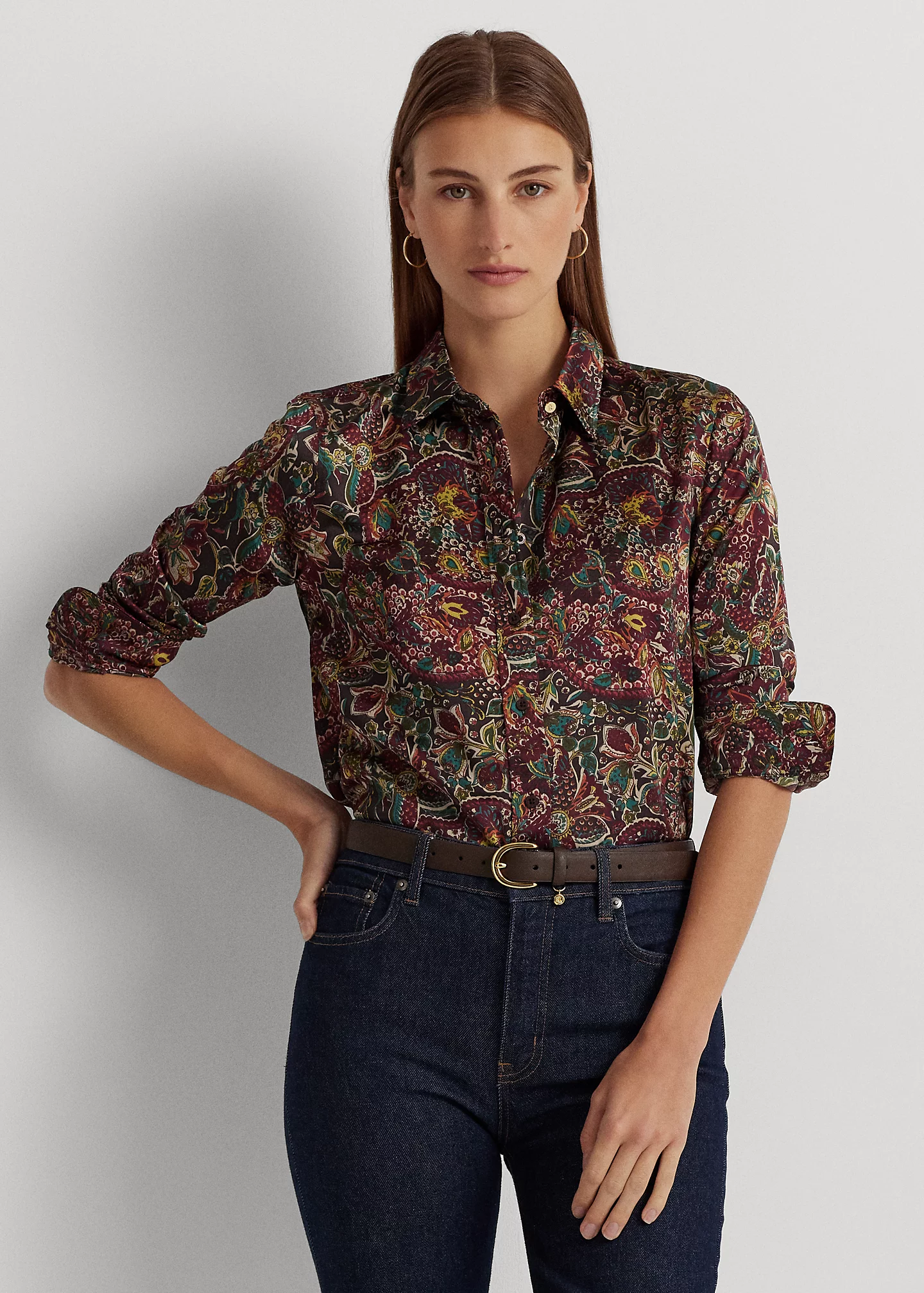 Floral Satin Charmeuse Shirt