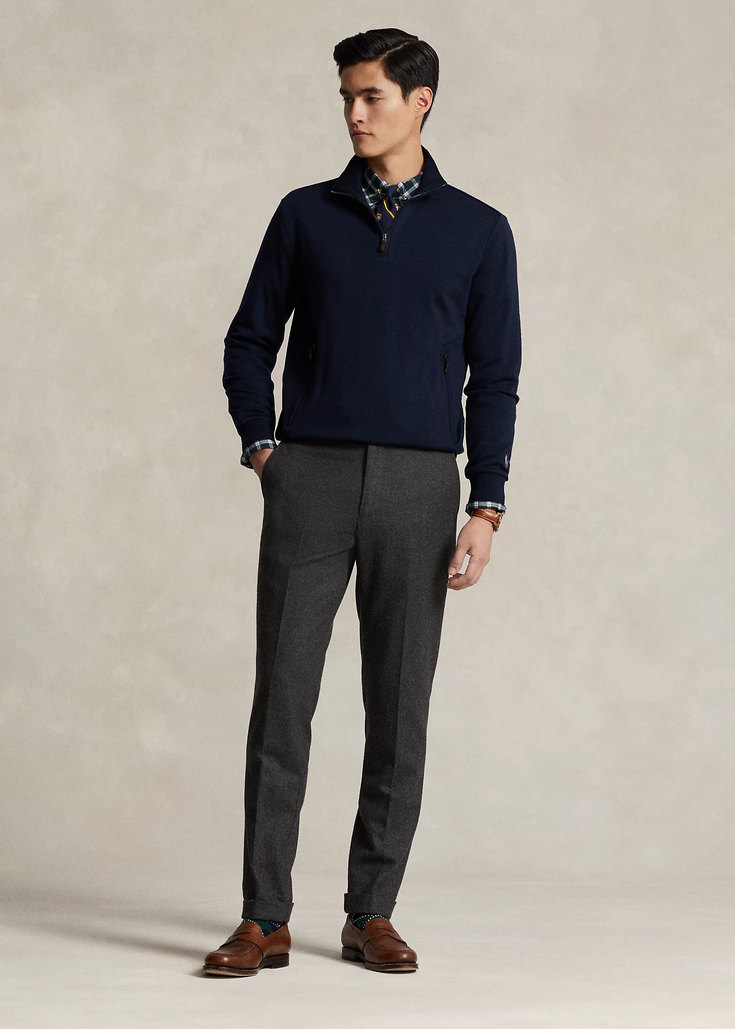 Wool Terry Quarter-Zip Pullover