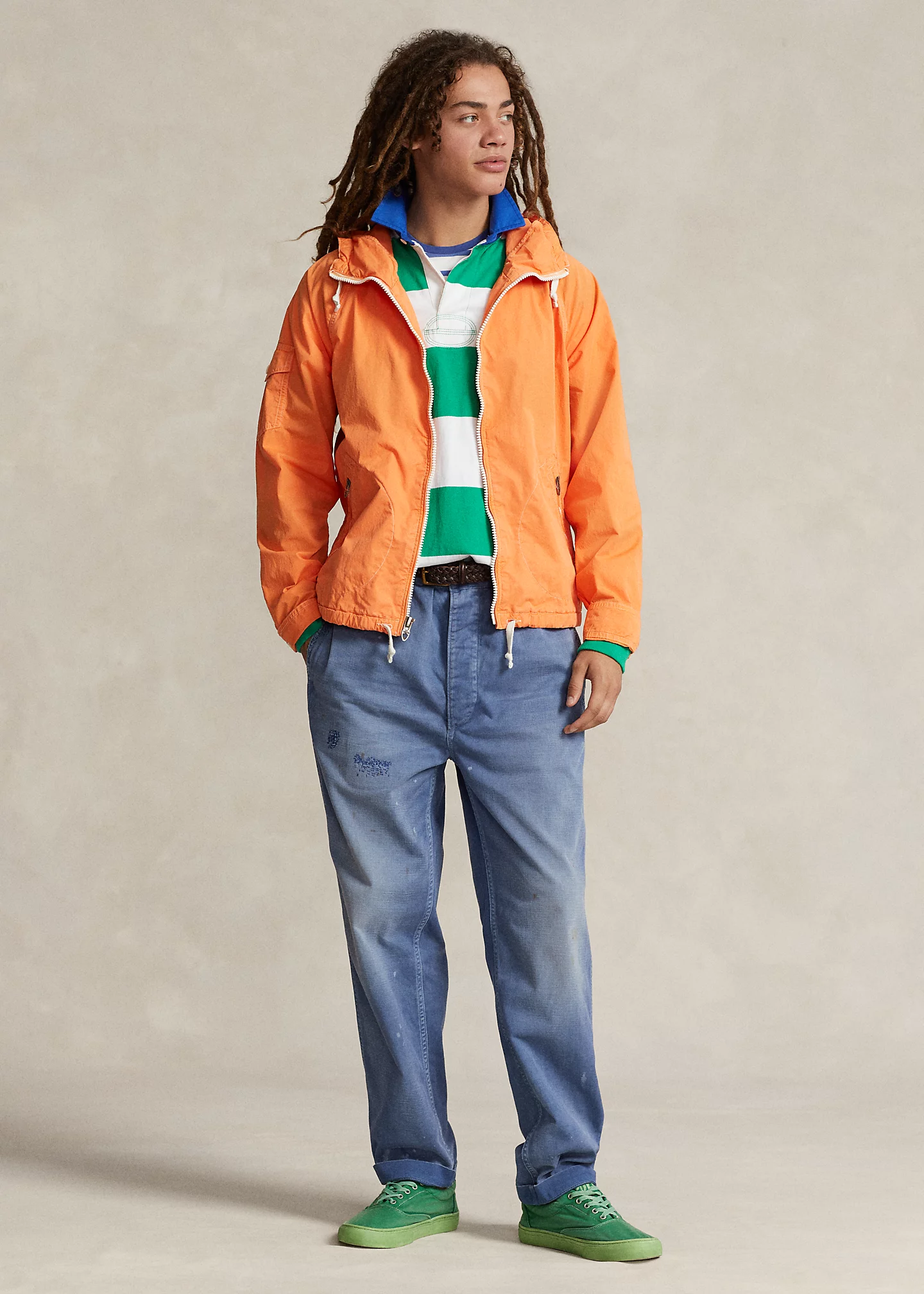 Garment-Dyed Twill Hooded Jacket